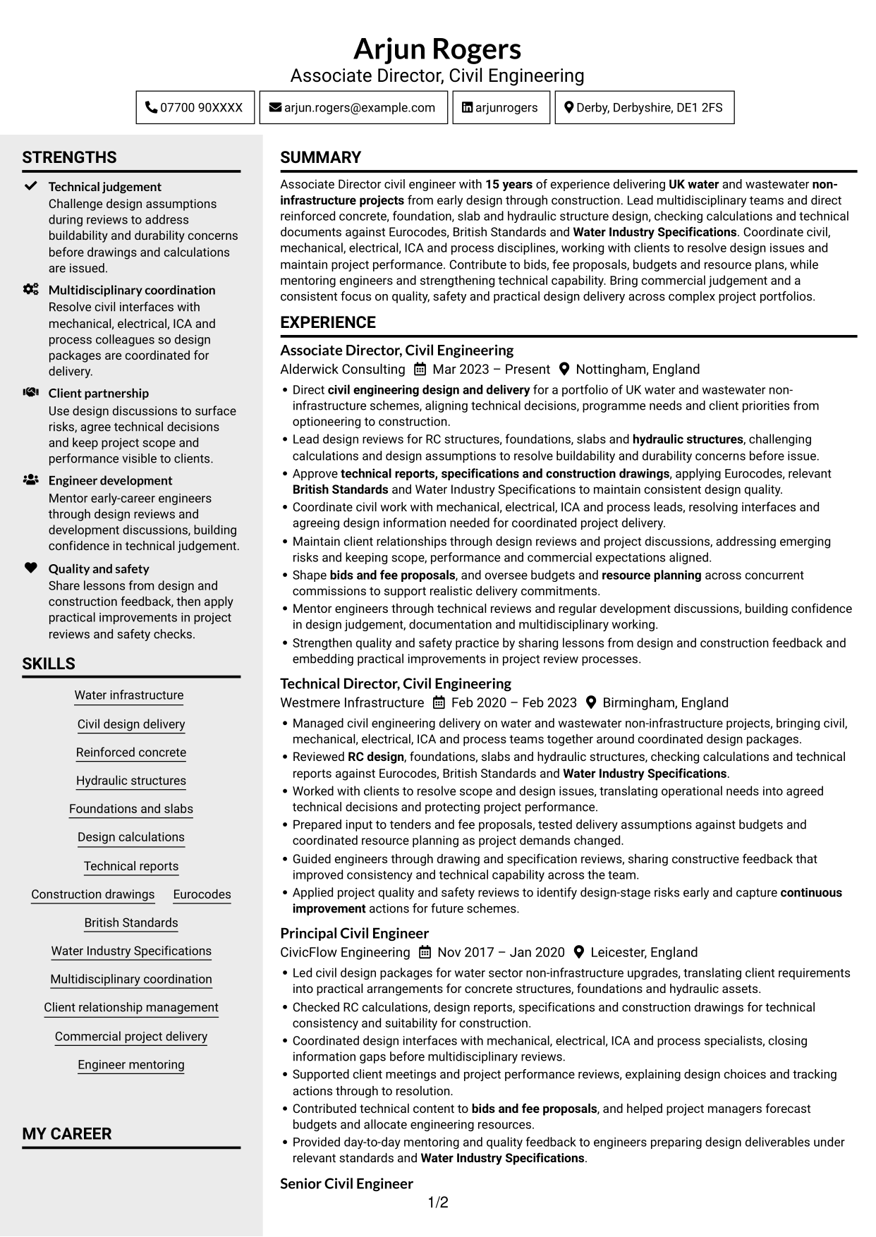 CV example — page 1