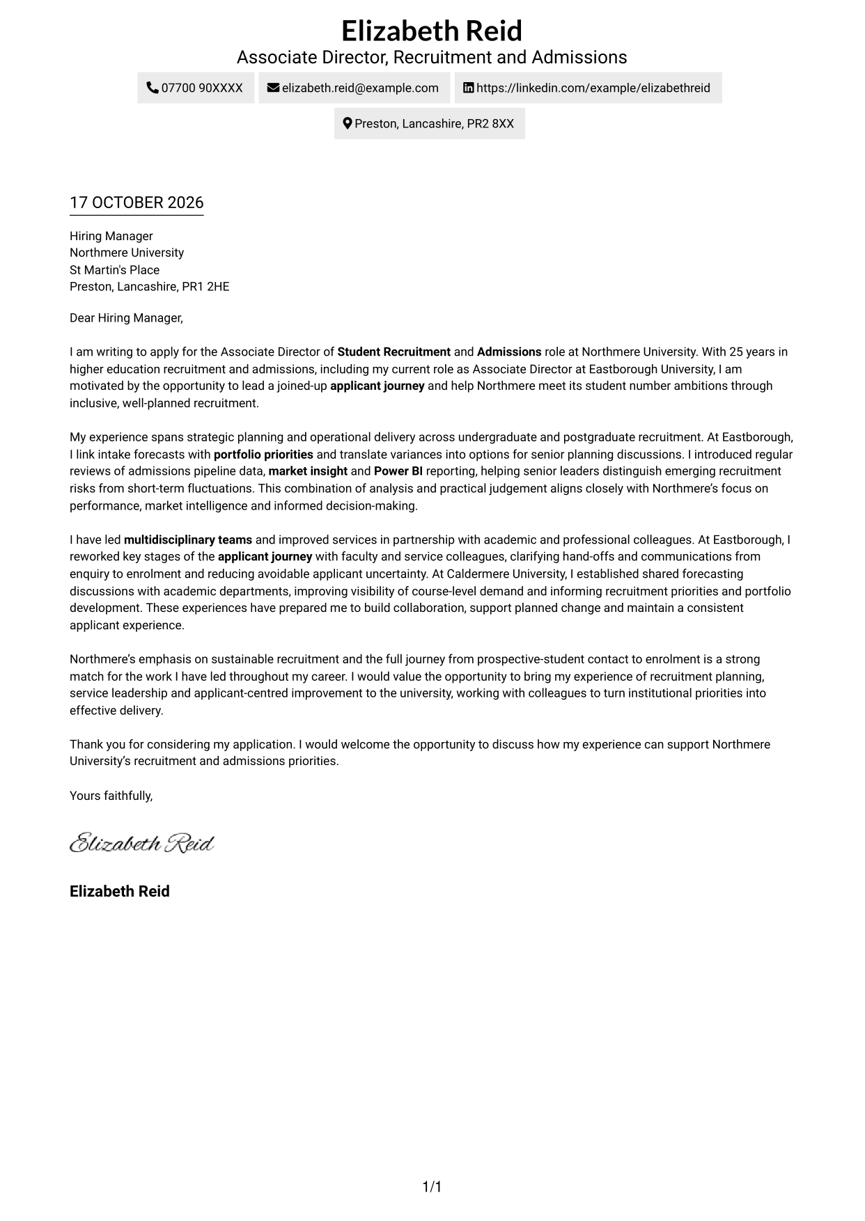Cover letter example — page 1