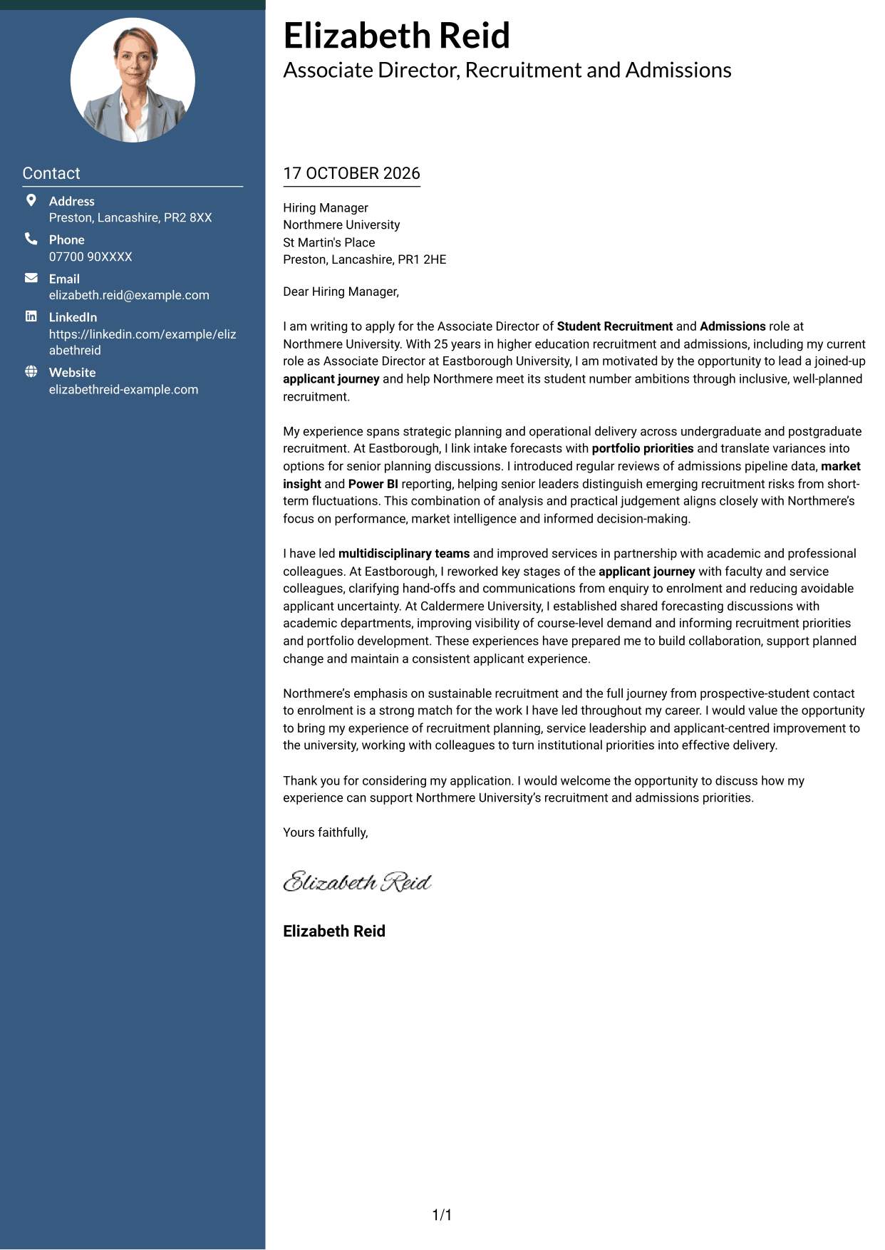 Cover letter example — page 1