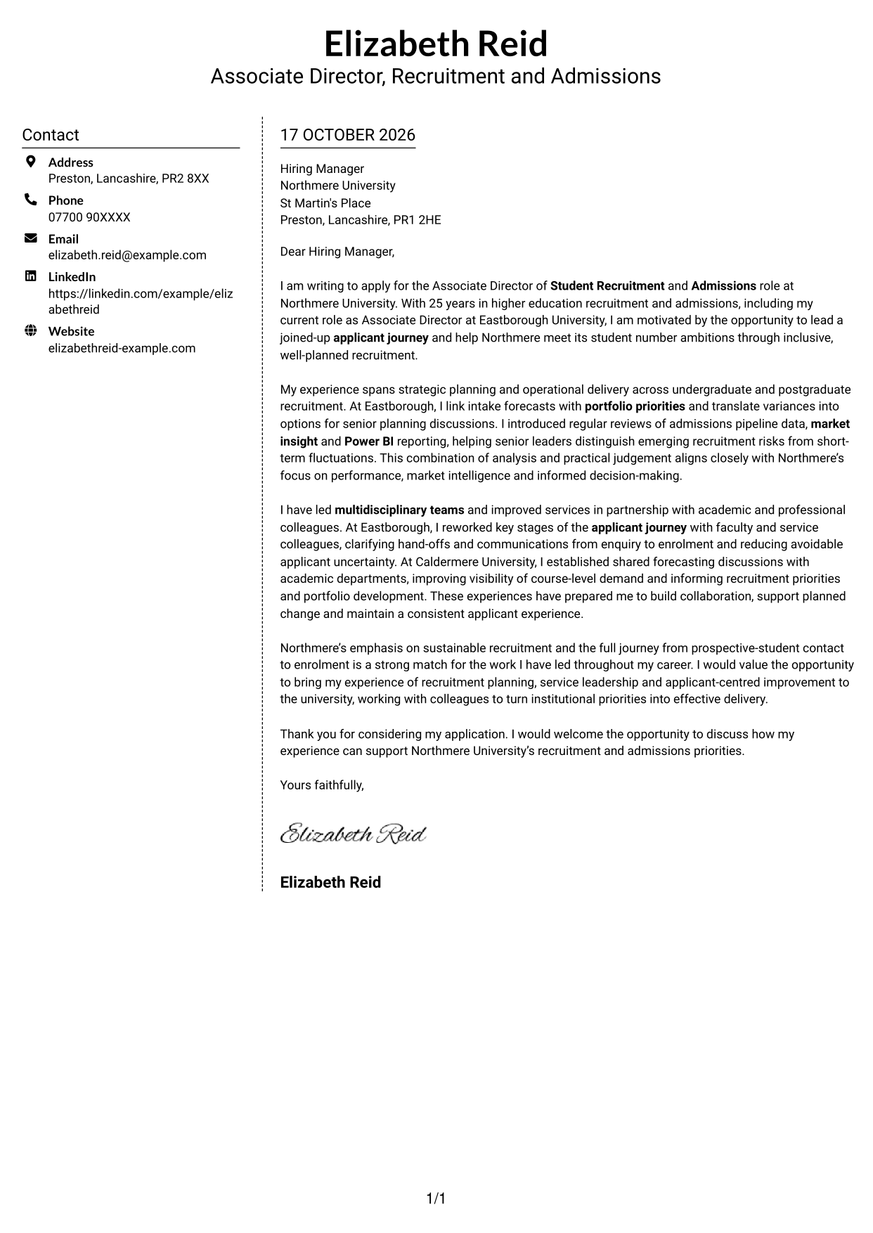 Cover letter example — page 1
