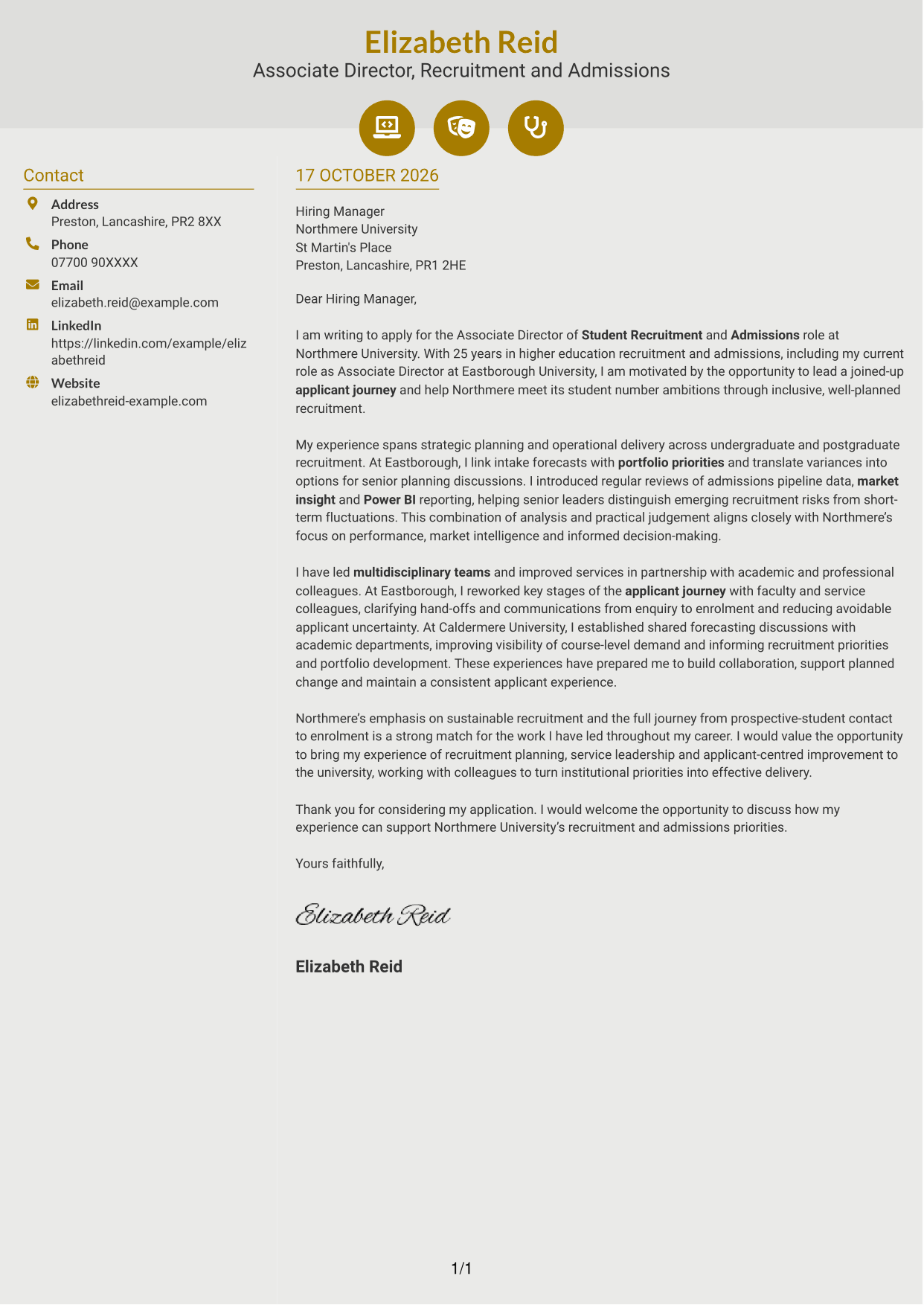 Cover letter example — page 1