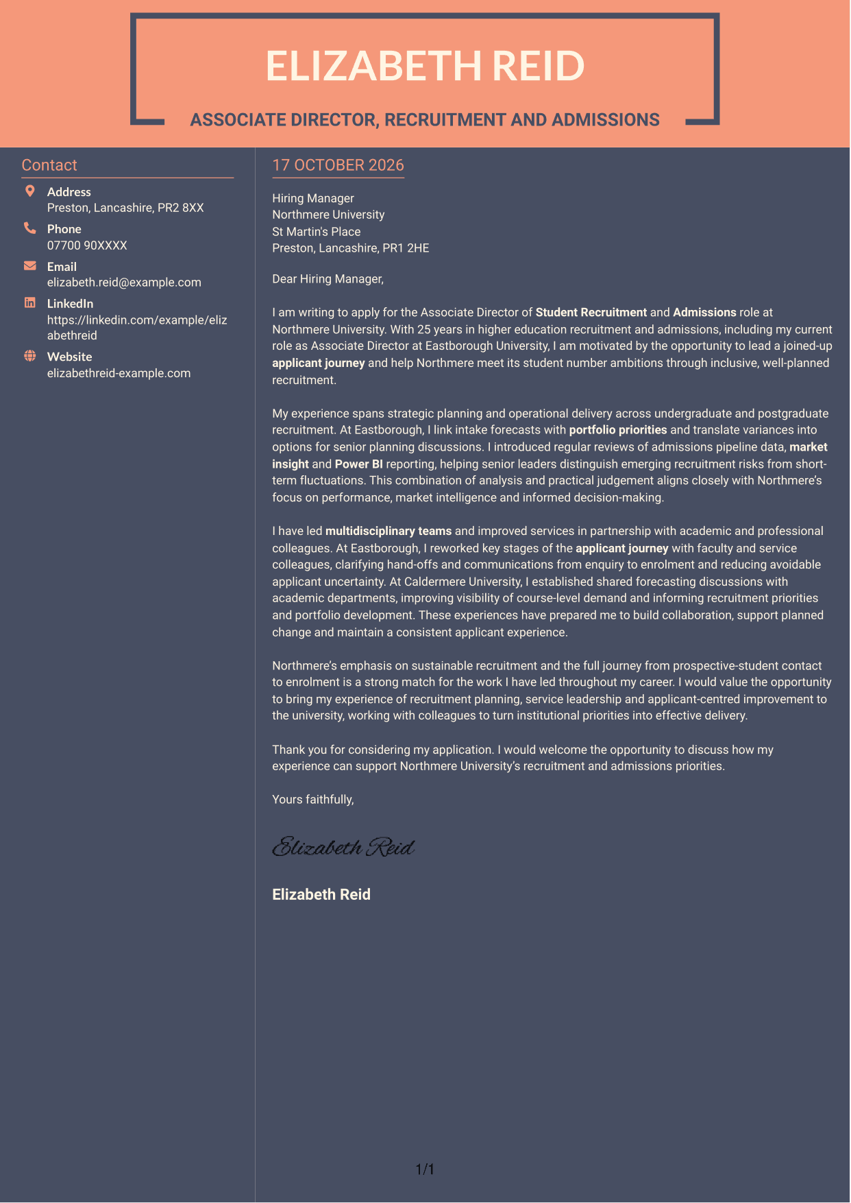 Cover letter example — page 1
