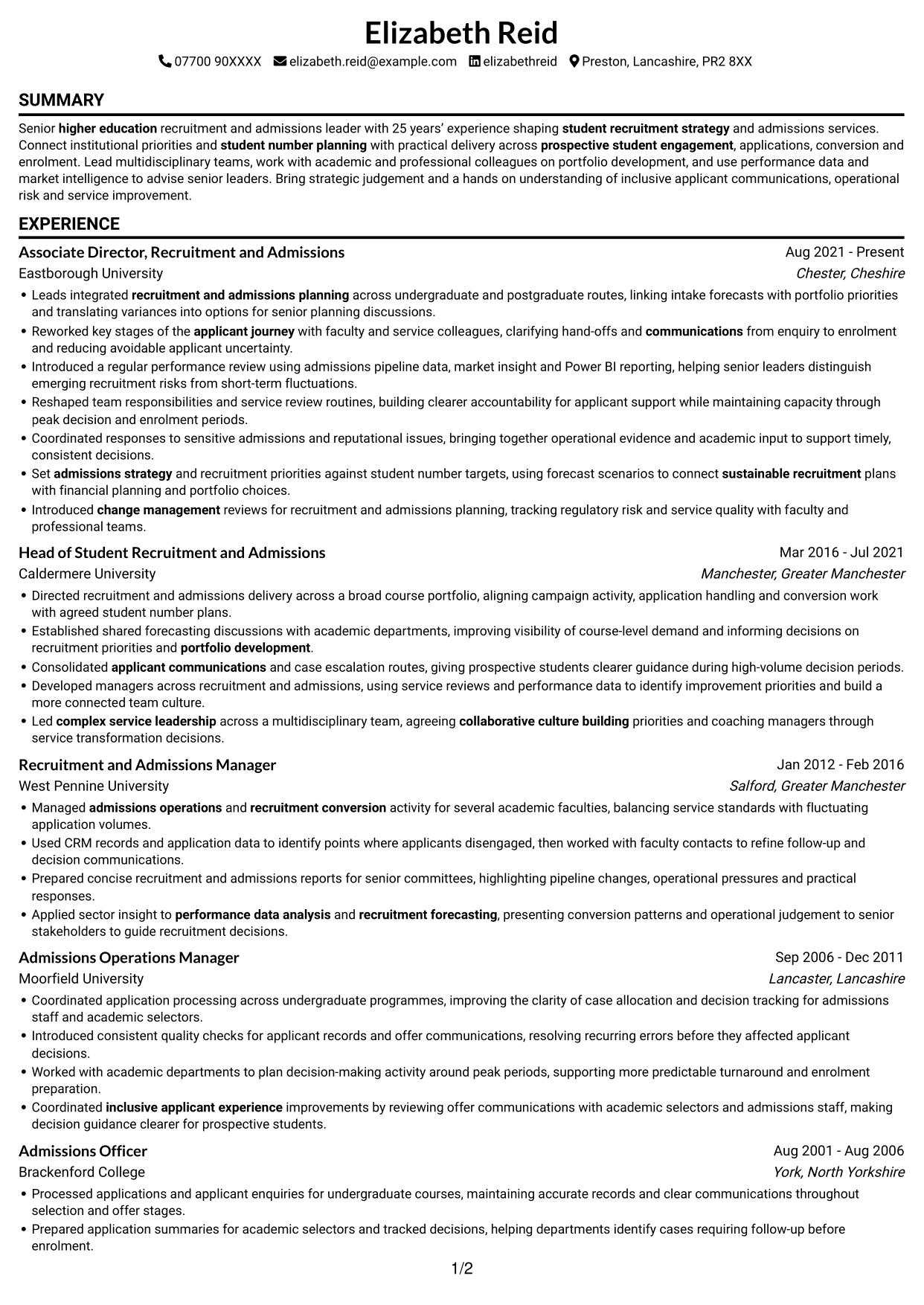 CV example — page 1