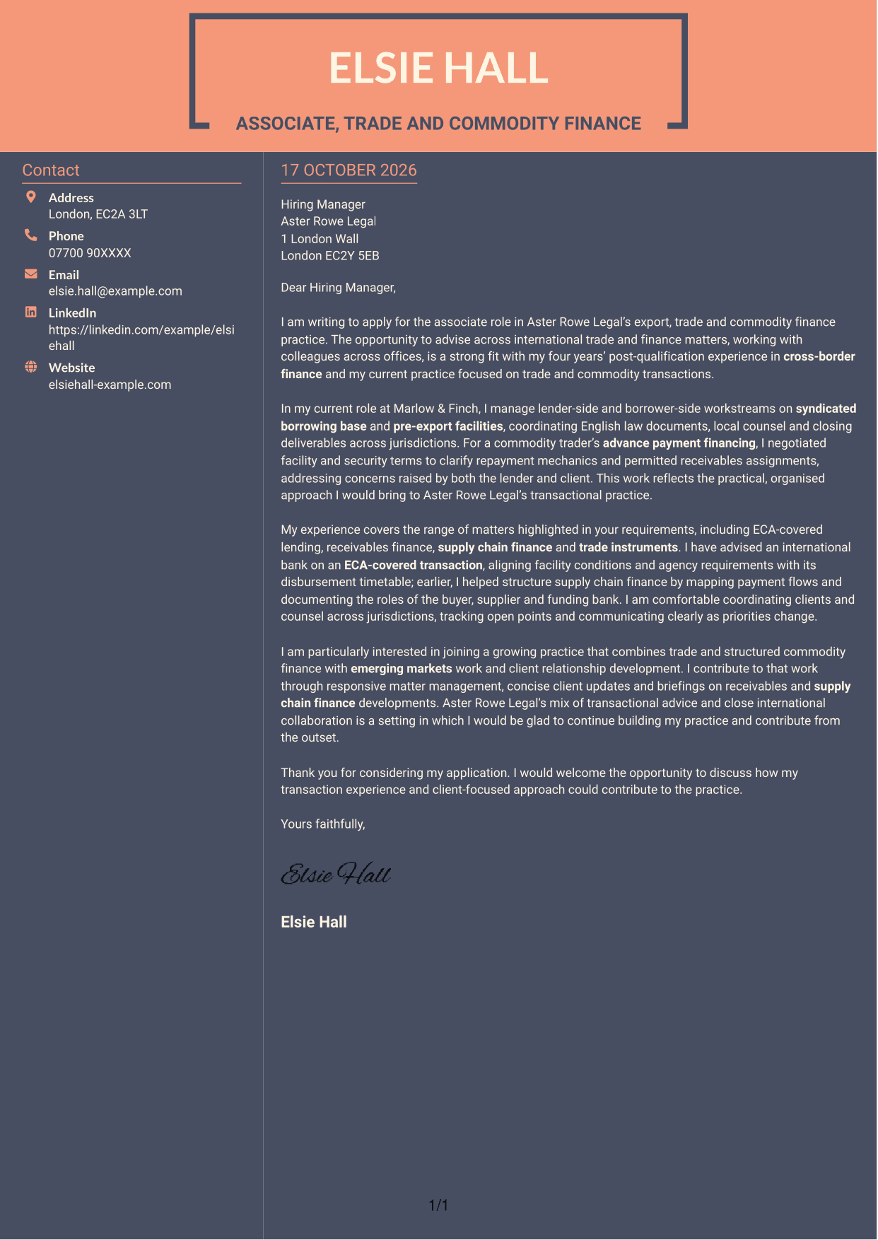 Cover letter example — page 1