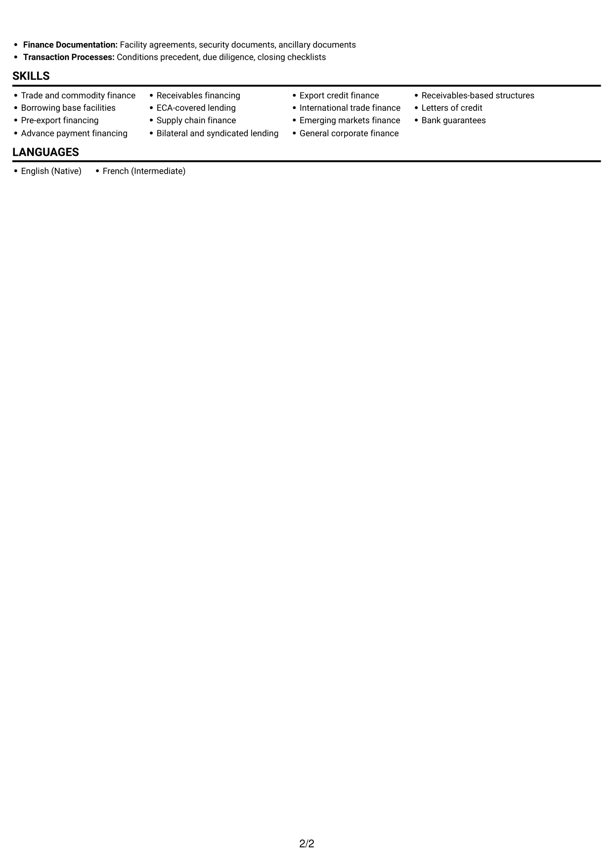 CV example — page 2
