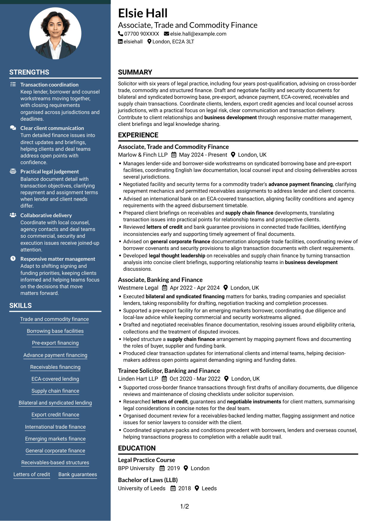 CV example — page 1