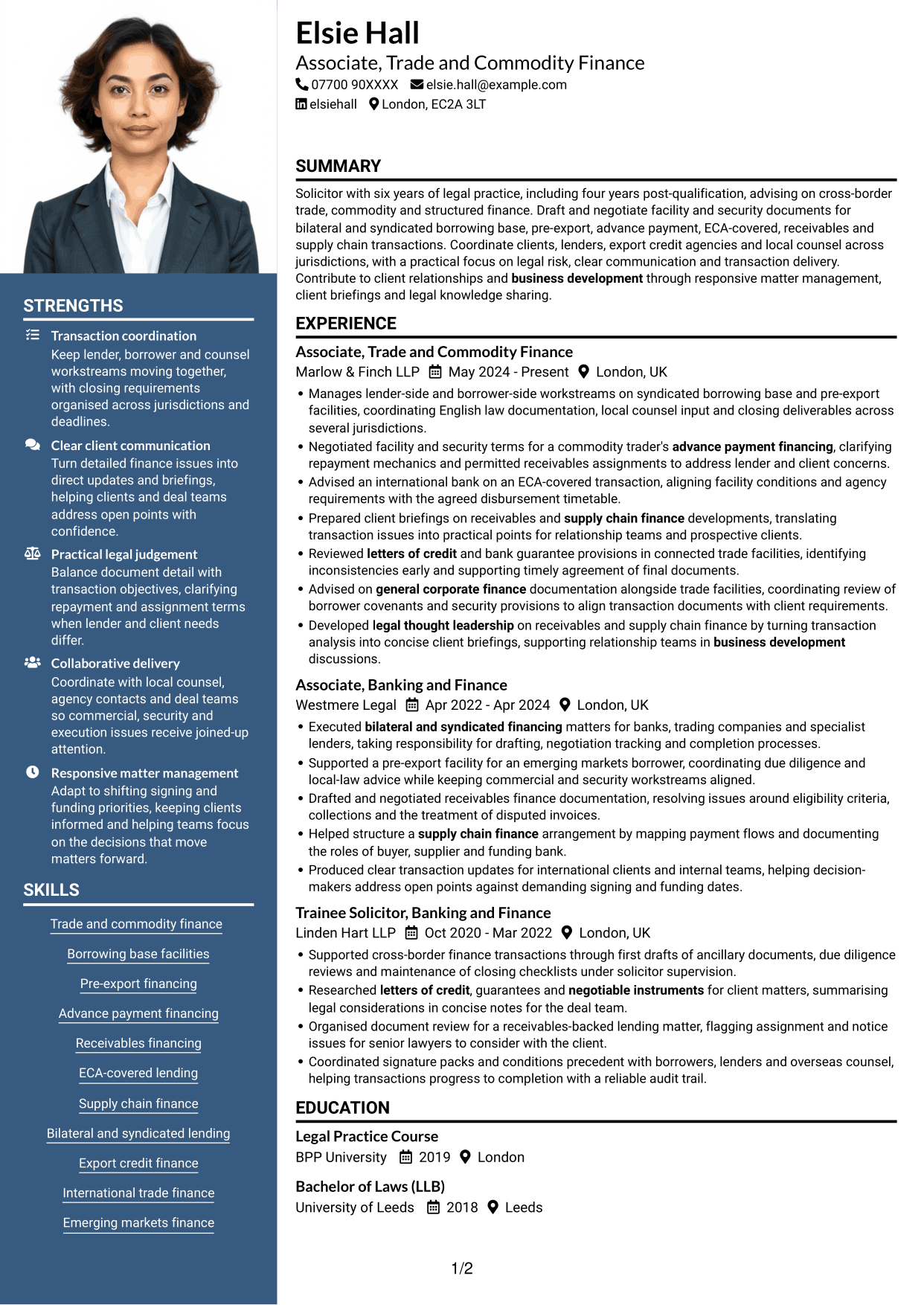 CV example — page 1