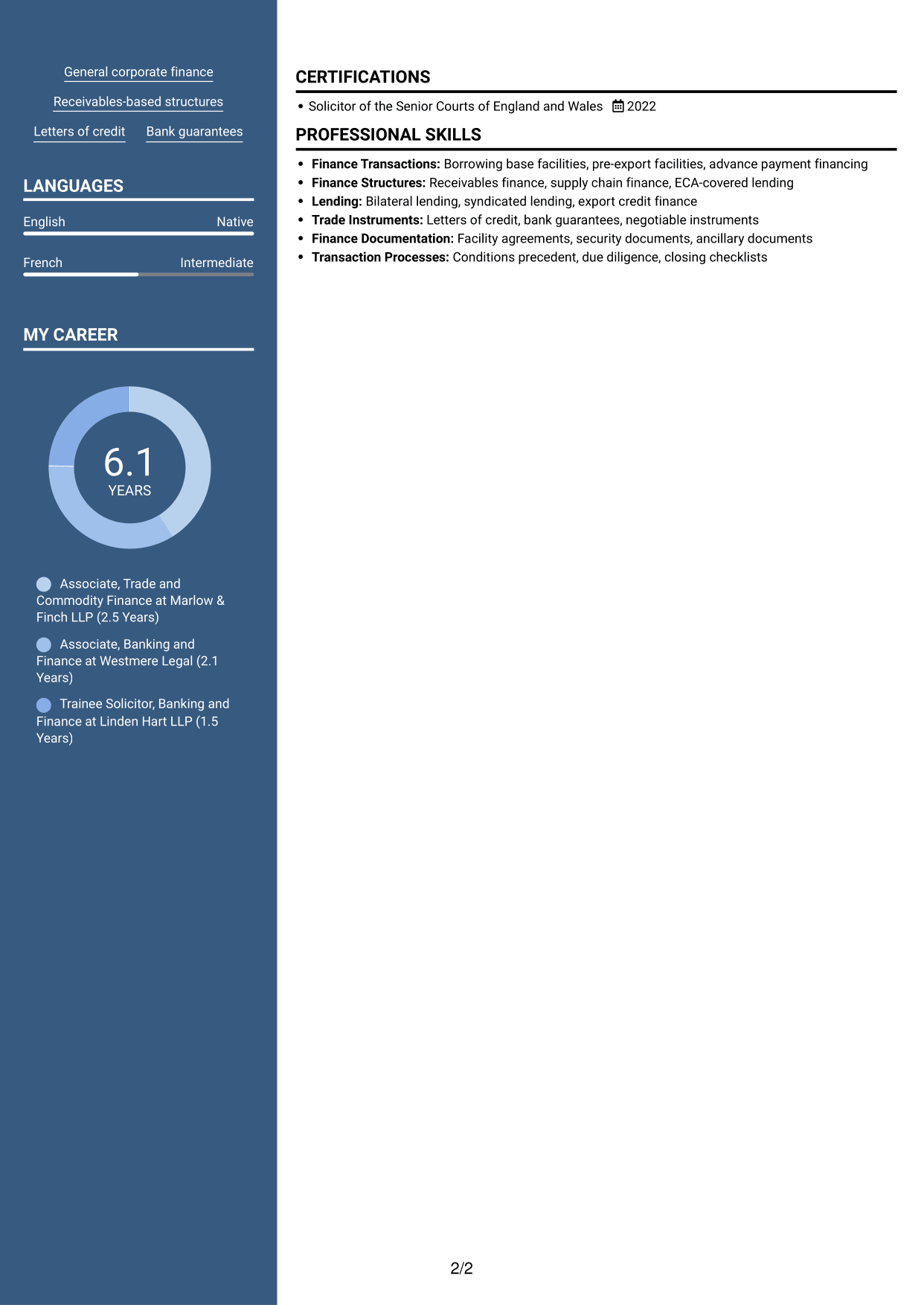 CV example — page 2