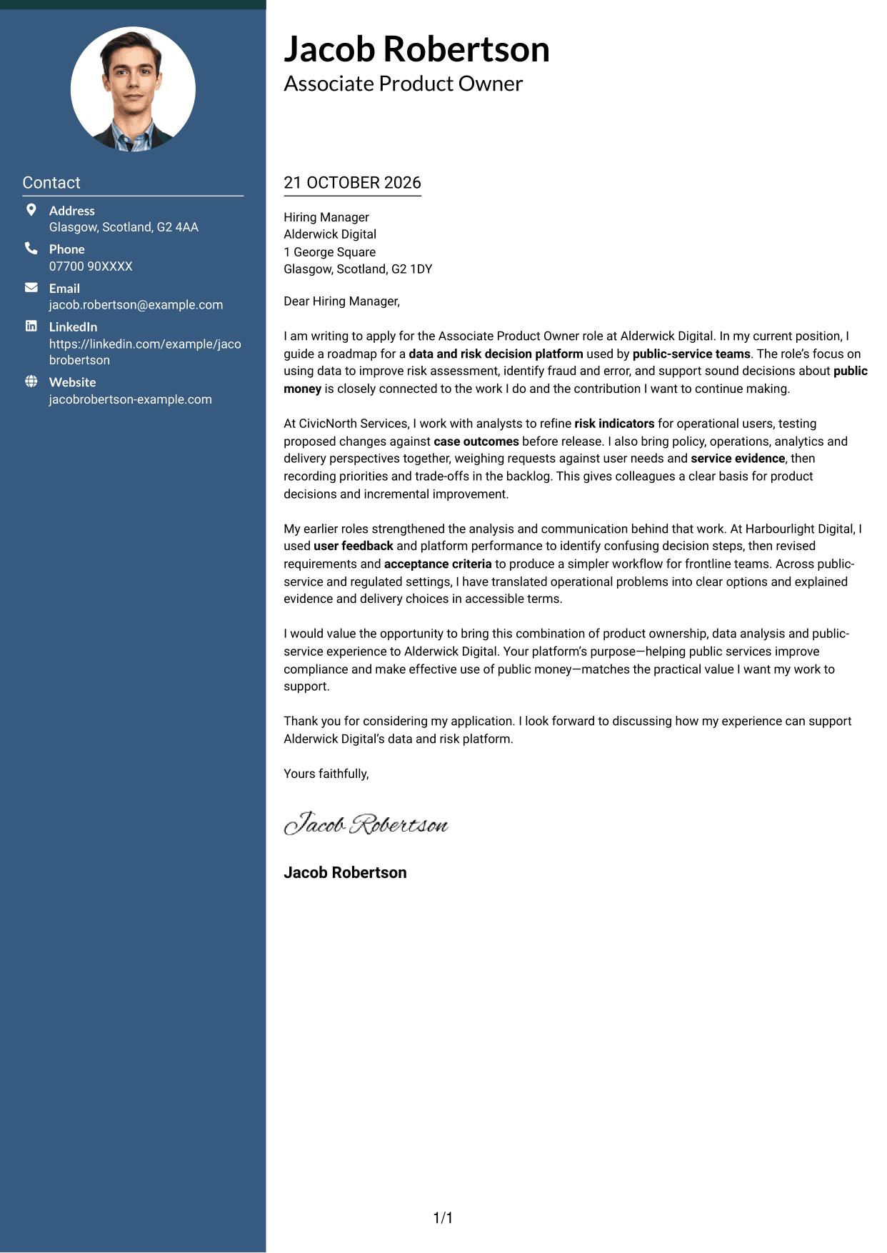Cover letter example — page 1