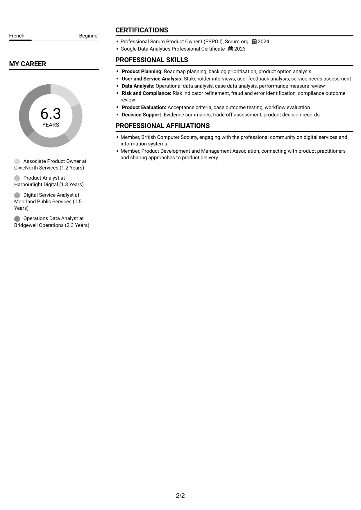 CV example — page 2