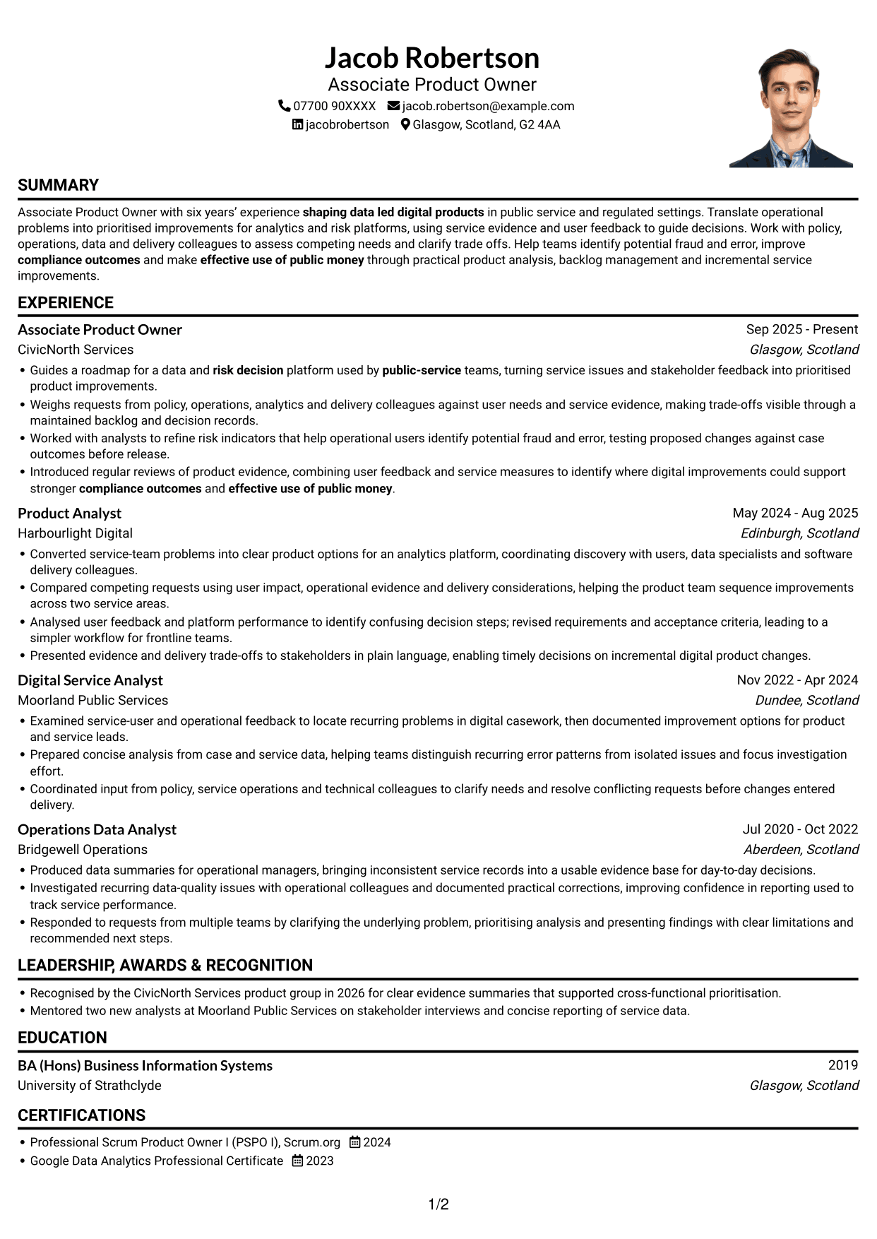 CV example — page 1