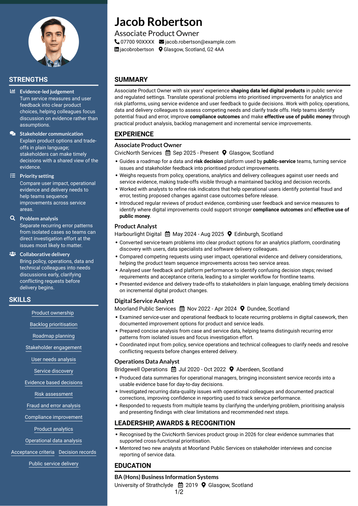 CV example — page 1