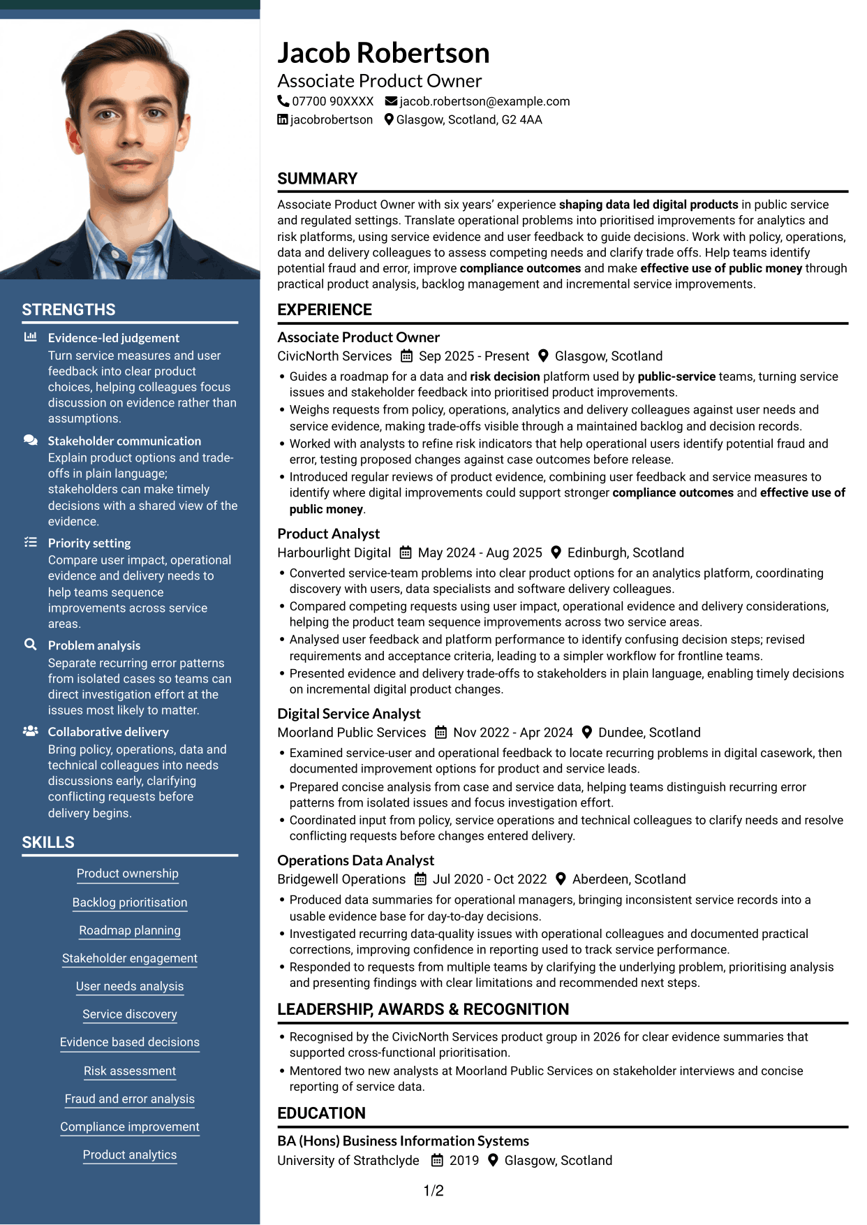CV example — page 1