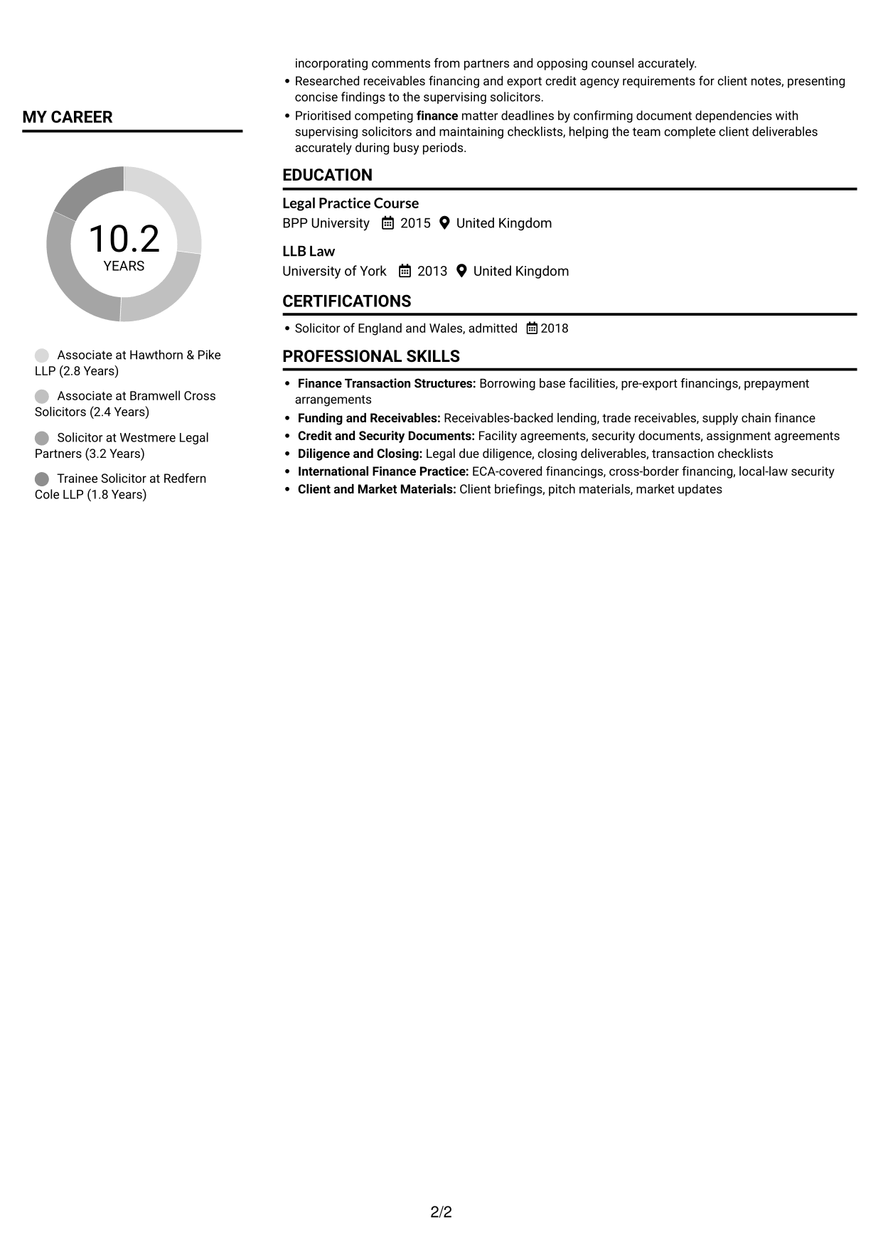 CV example — page 2