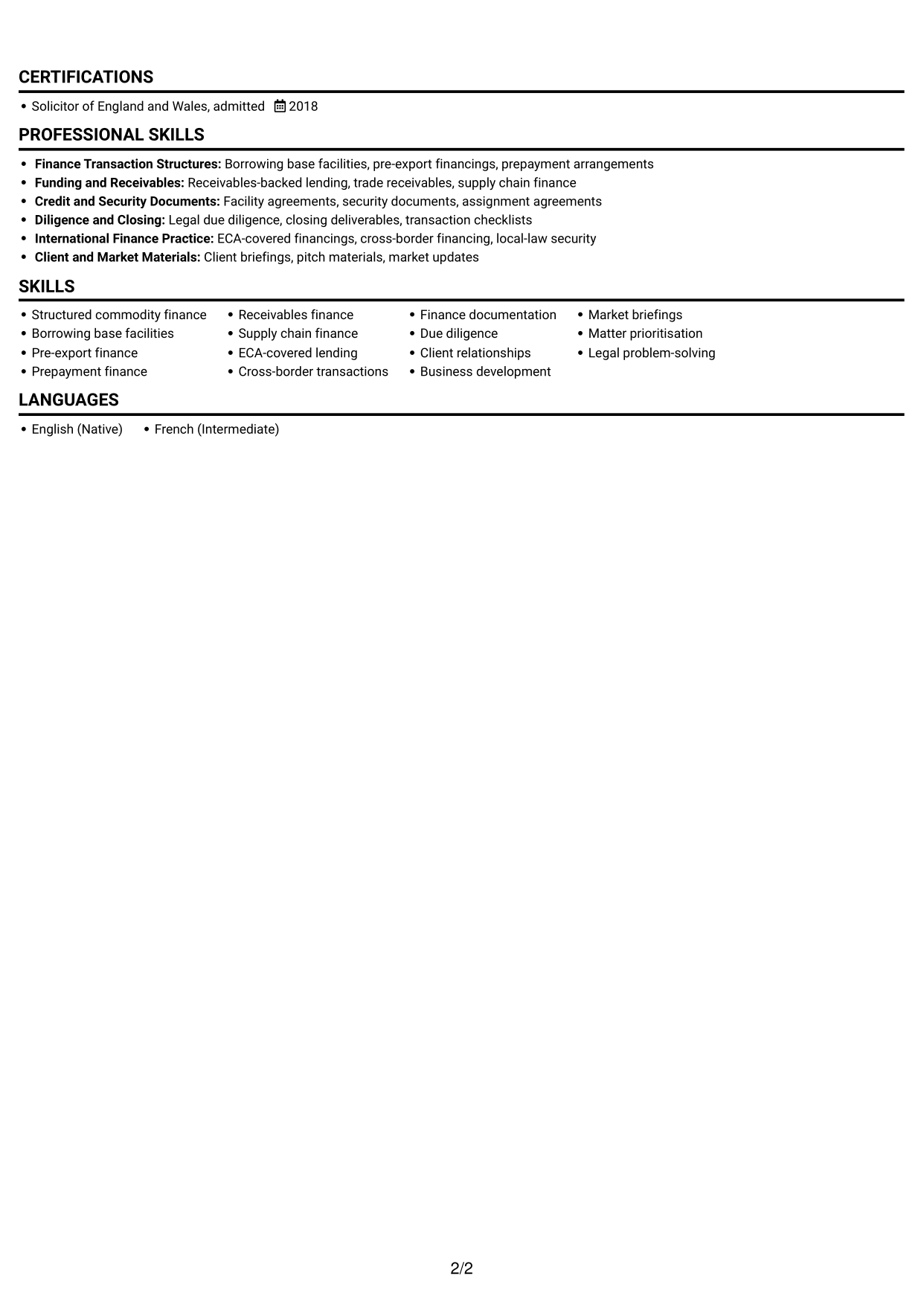 CV example — page 2