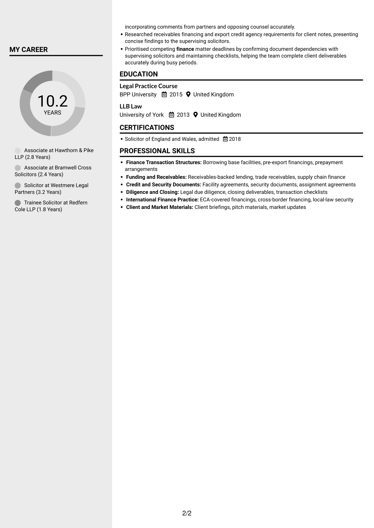 CV example — page 2