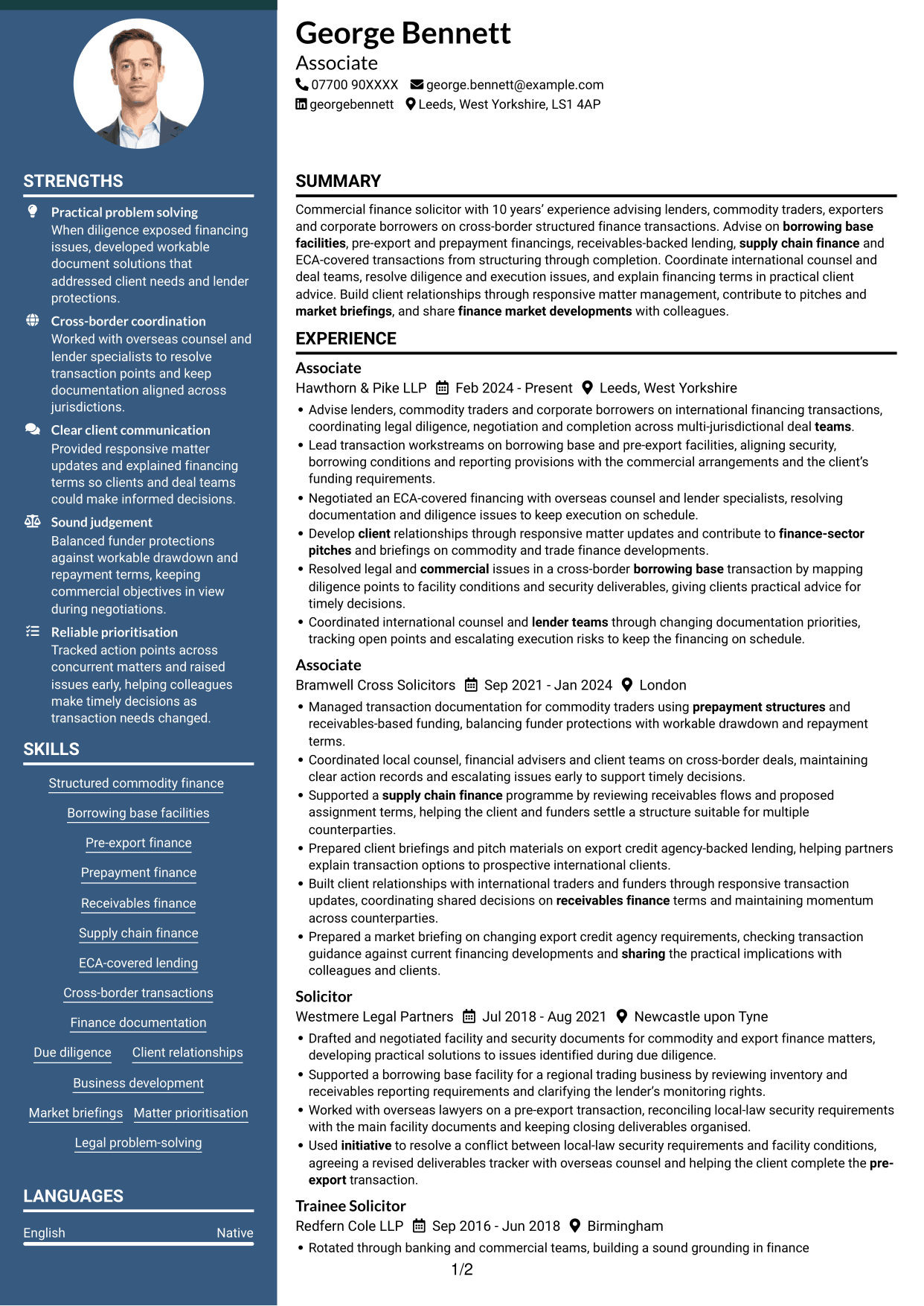 CV example — page 1