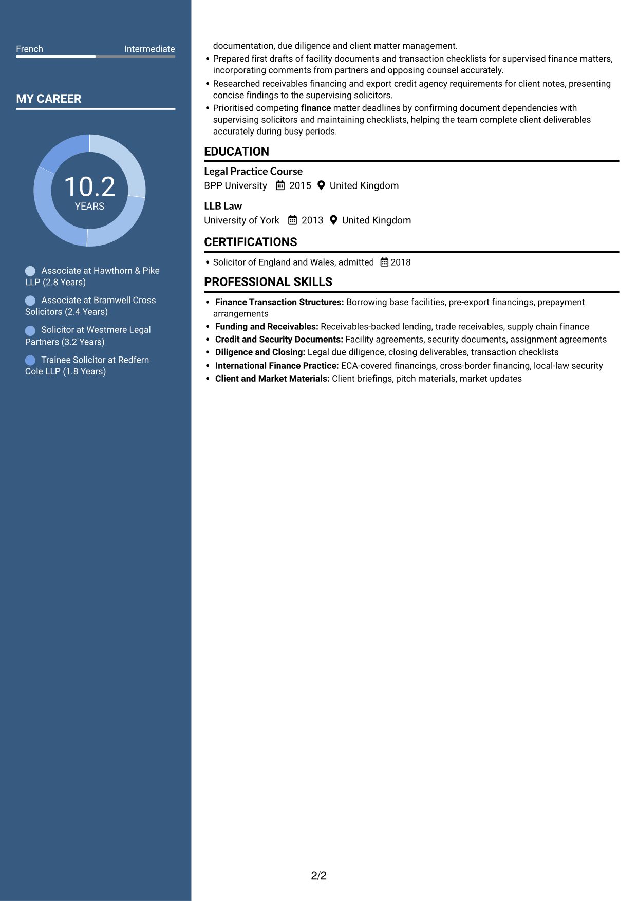 CV example — page 2