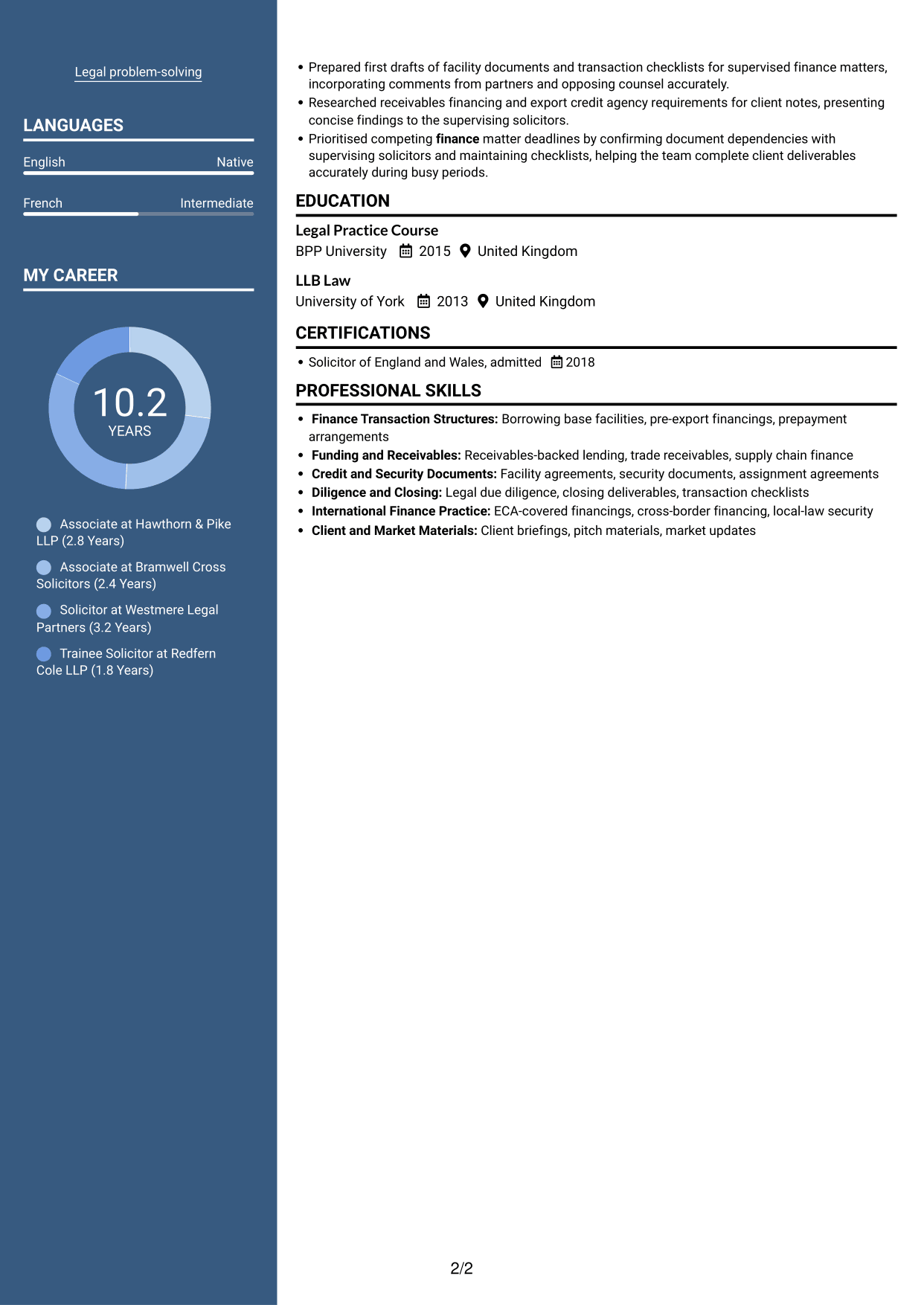 CV example — page 2