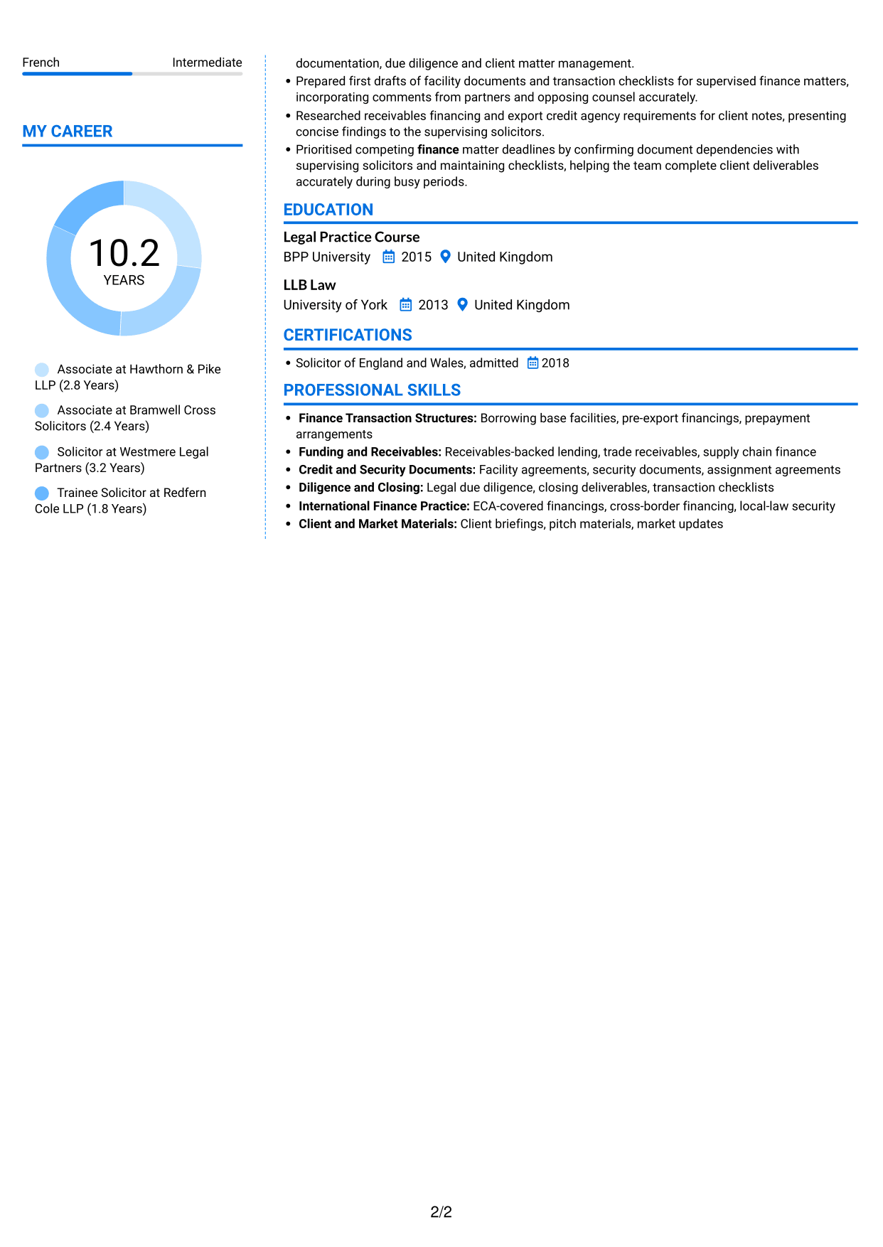 CV example — page 2