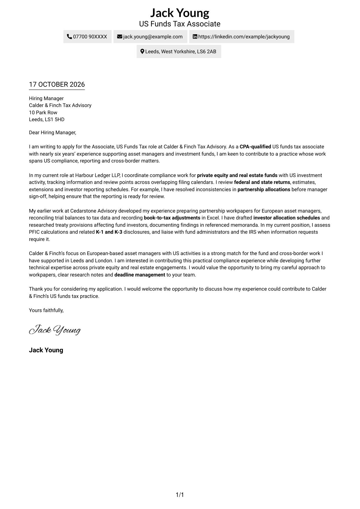Cover letter example — page 1