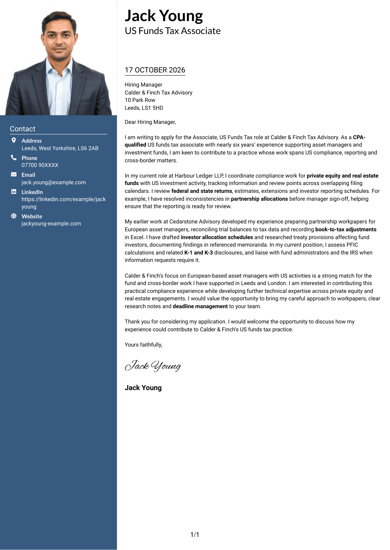 Cover letter example — page 1