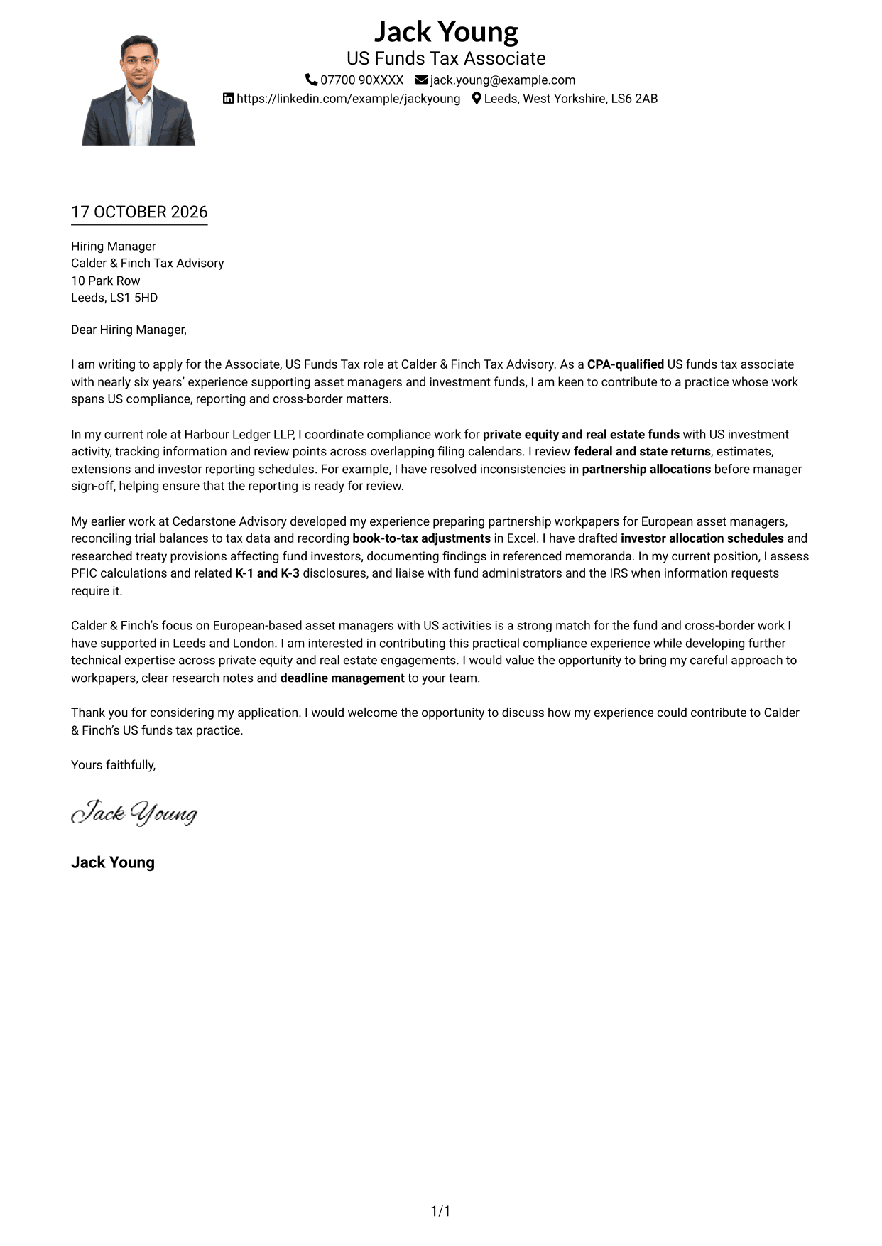 Cover letter example — page 1