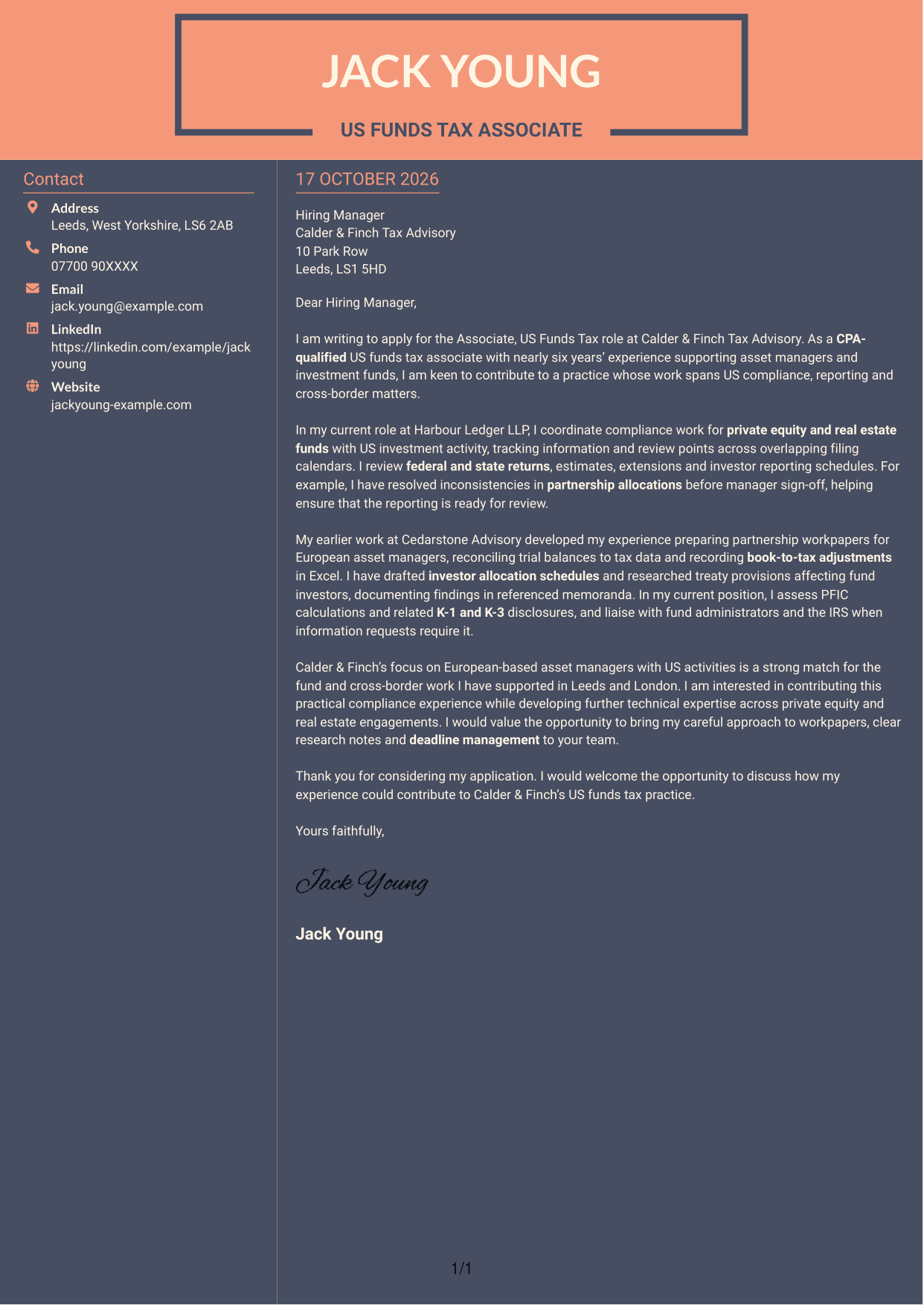 Cover letter example — page 1