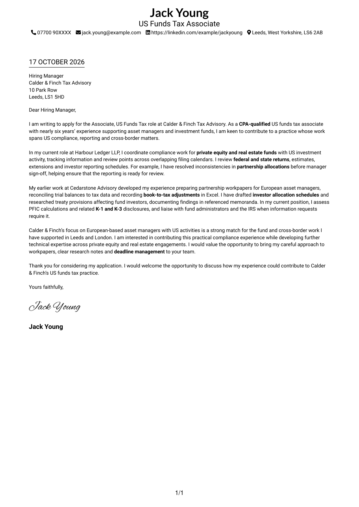 Cover letter example — page 1