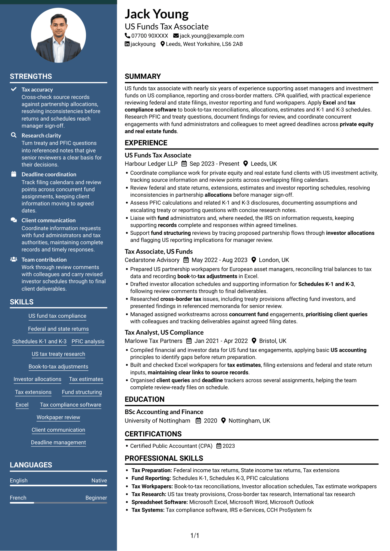 CV example — page 1