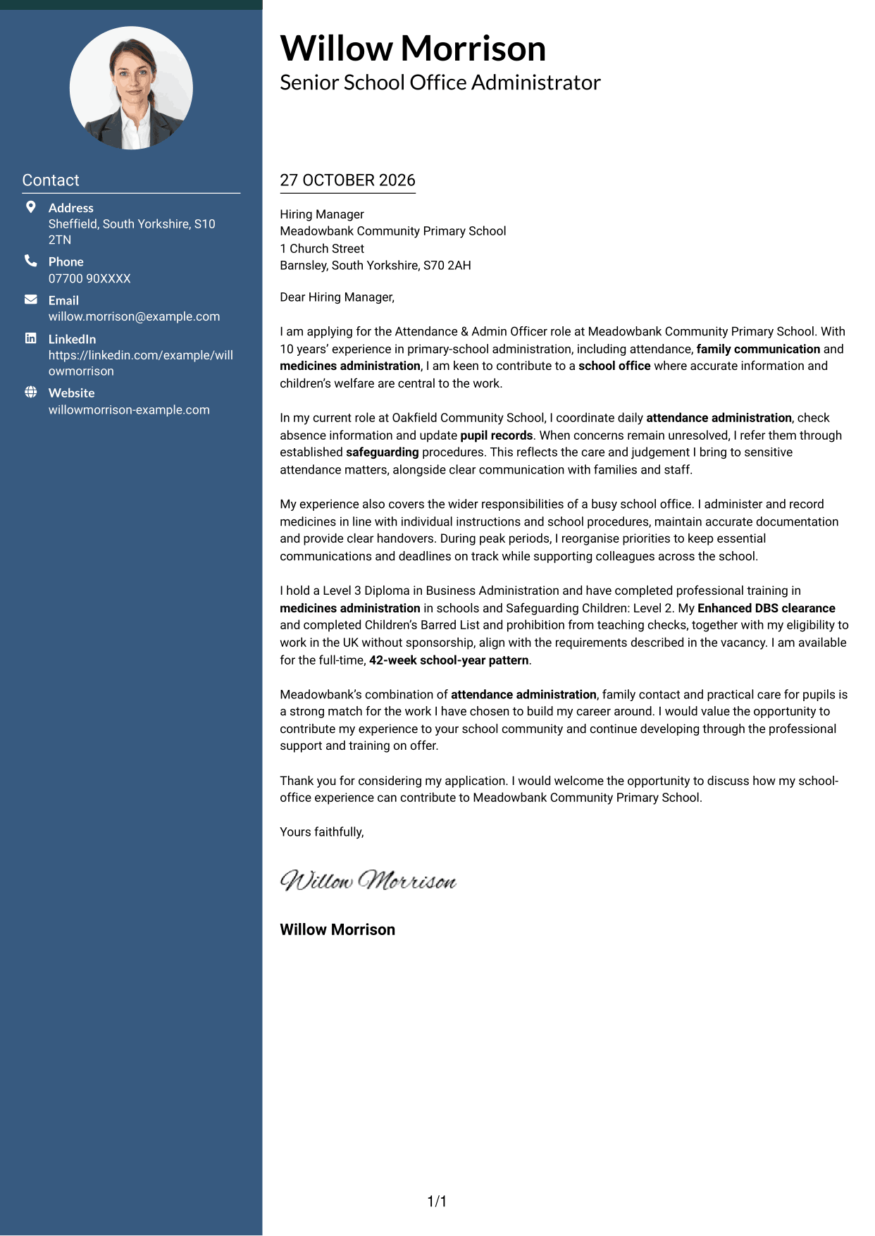 Cover letter example — page 1