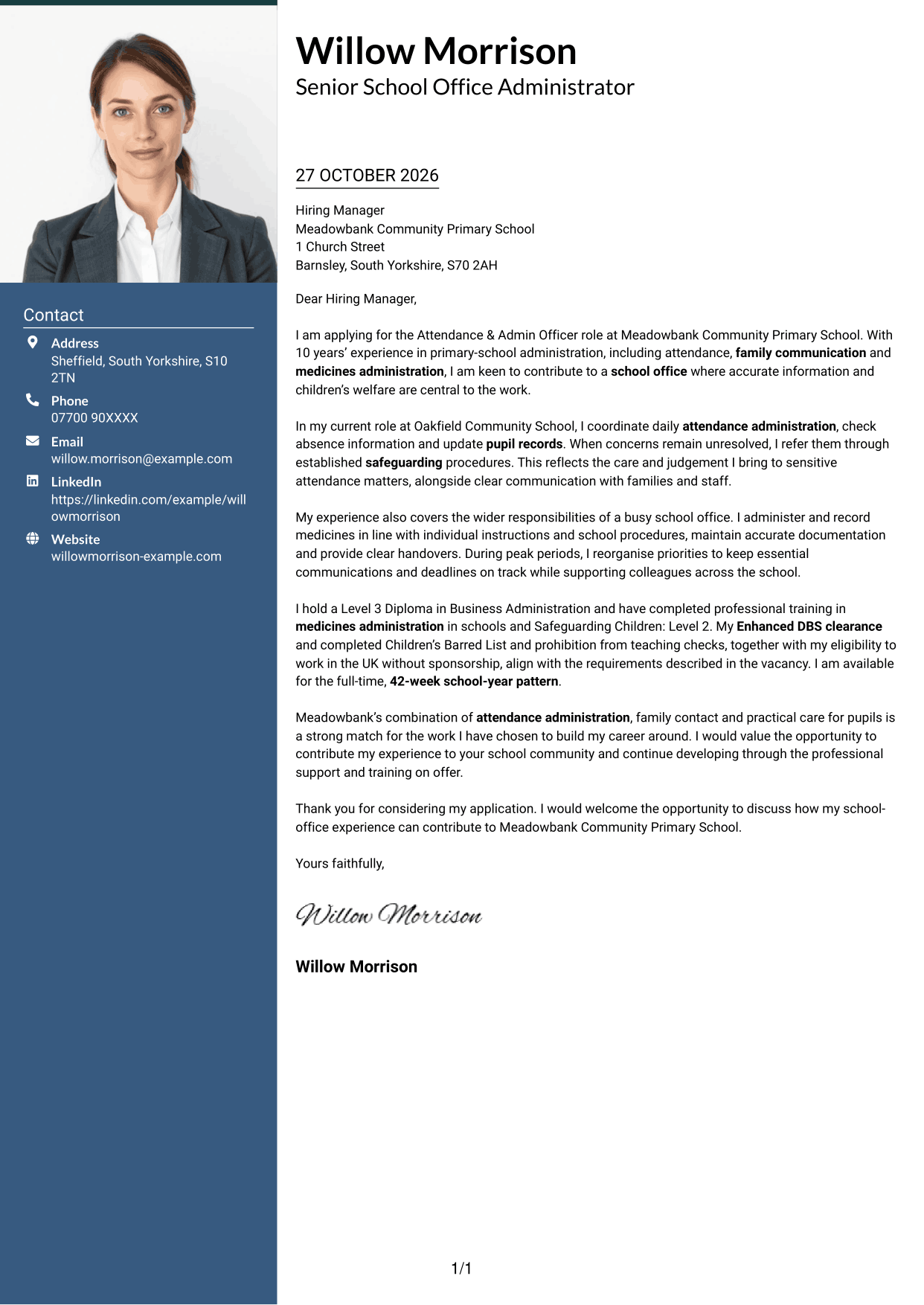 Cover letter example — page 1