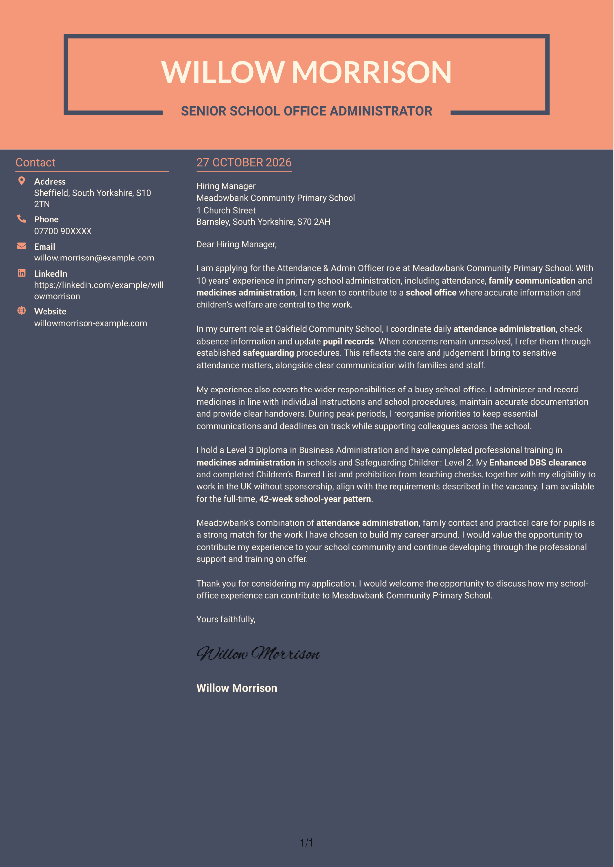 Cover letter example — page 1