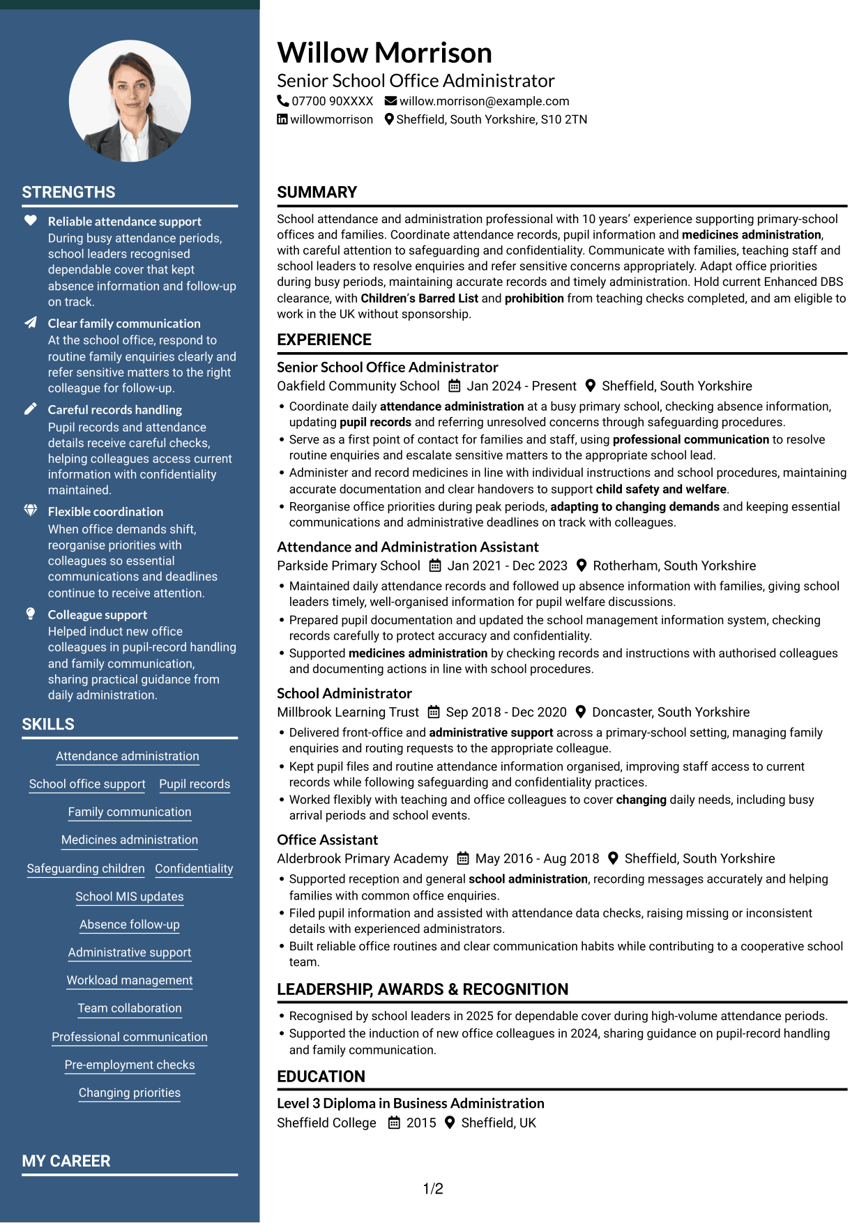CV example — page 1