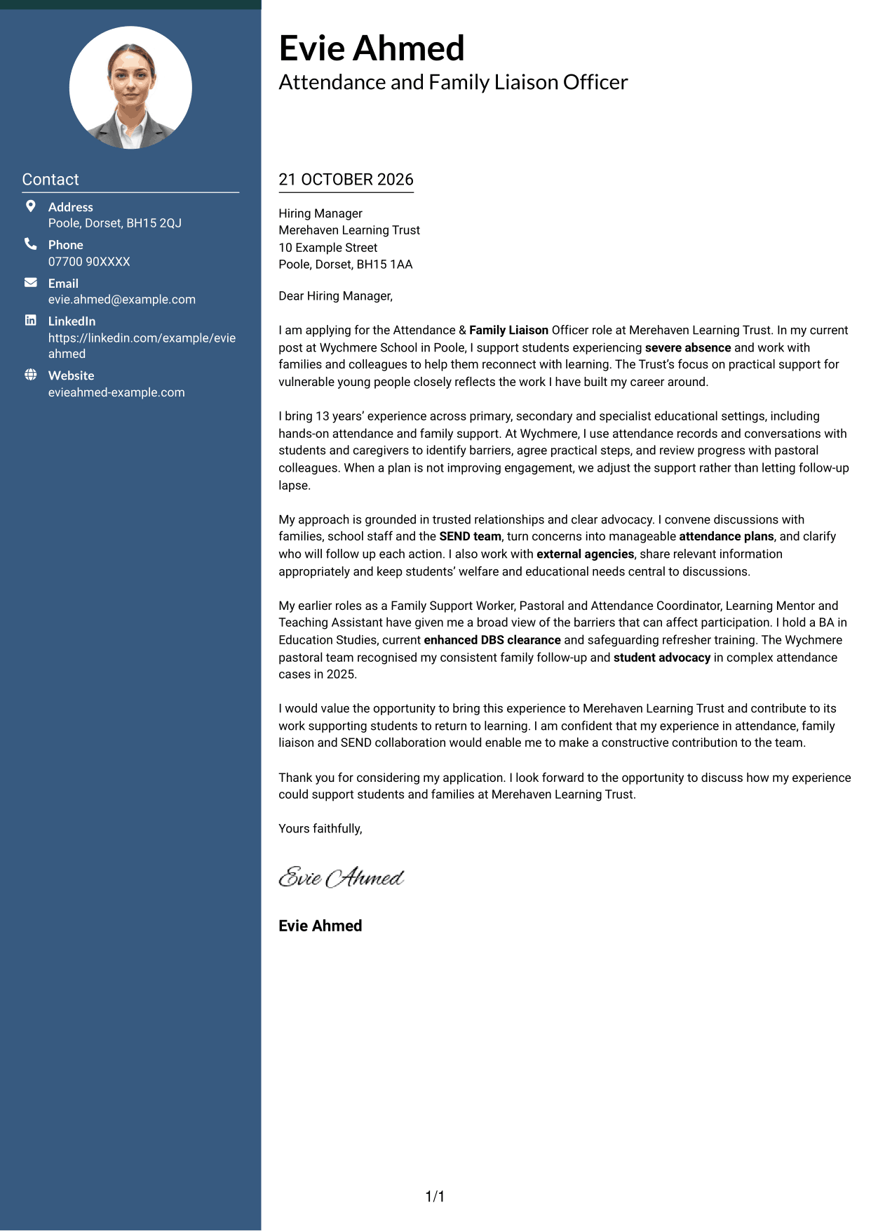 Cover letter example — page 1