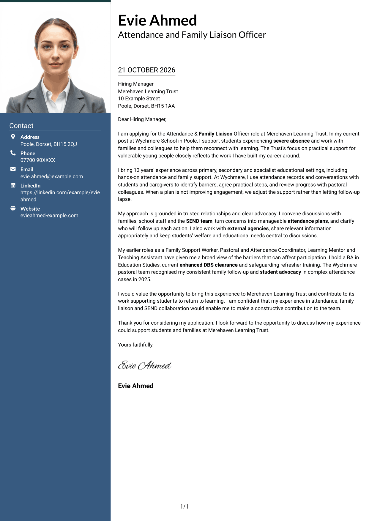 Cover letter example — page 1