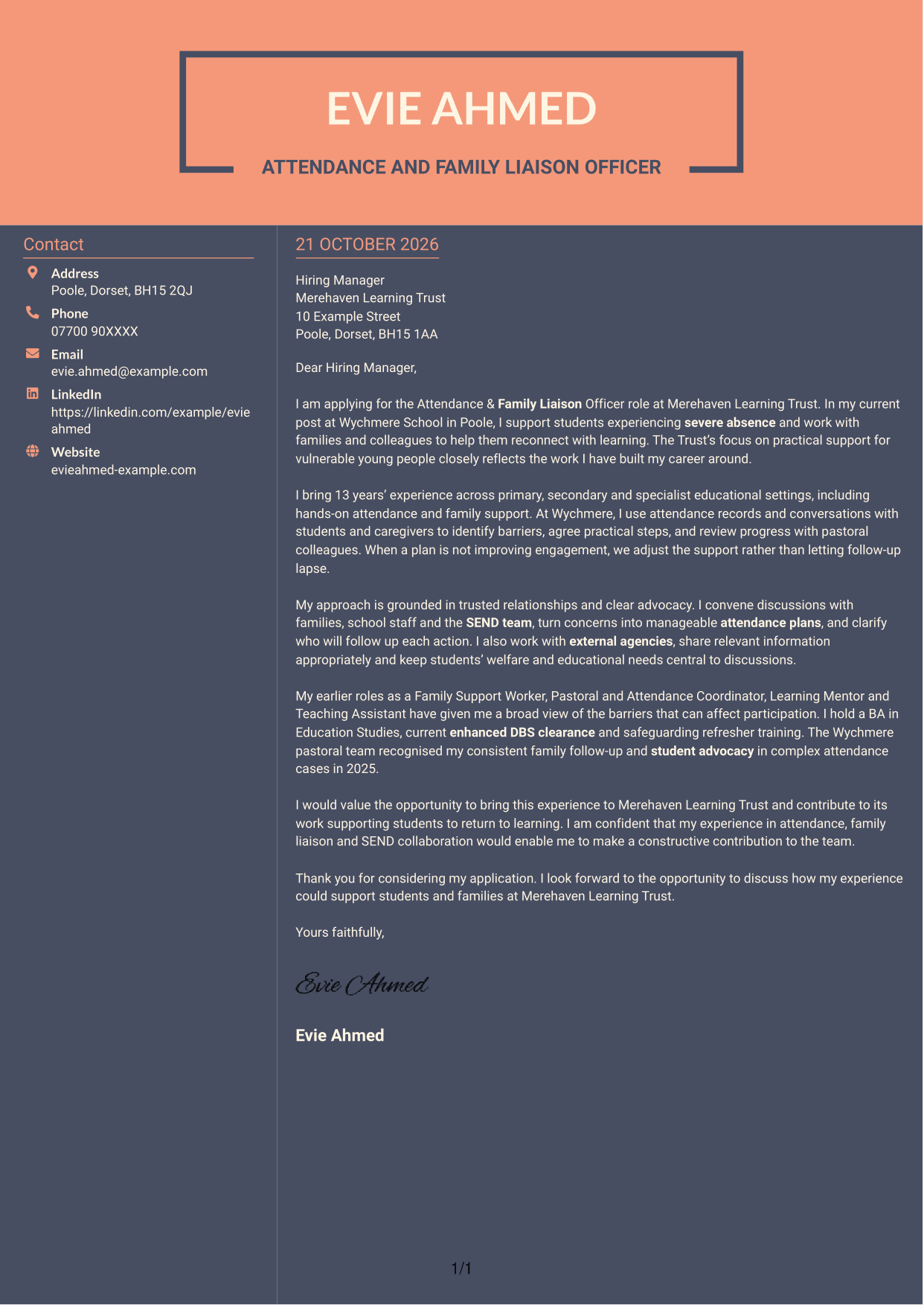 Cover letter example — page 1