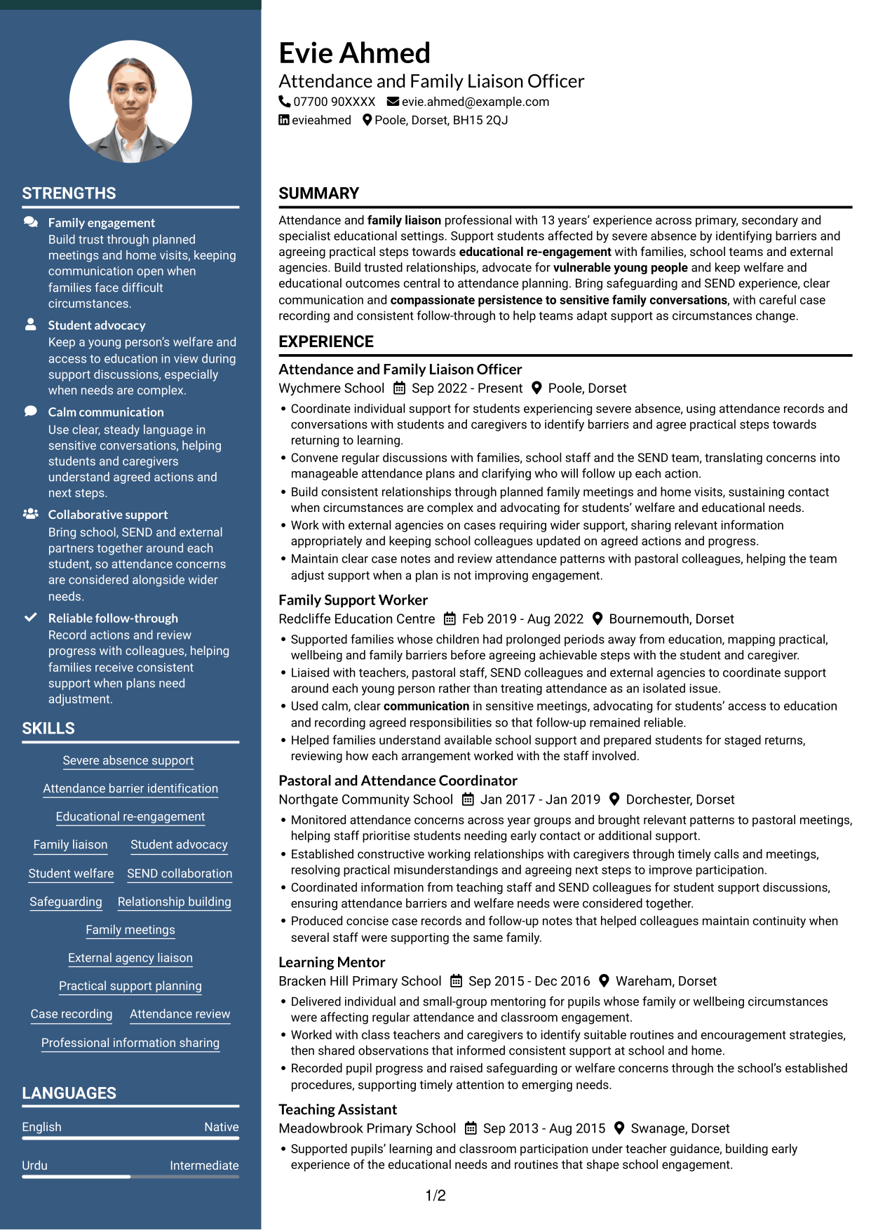 CV example — page 1