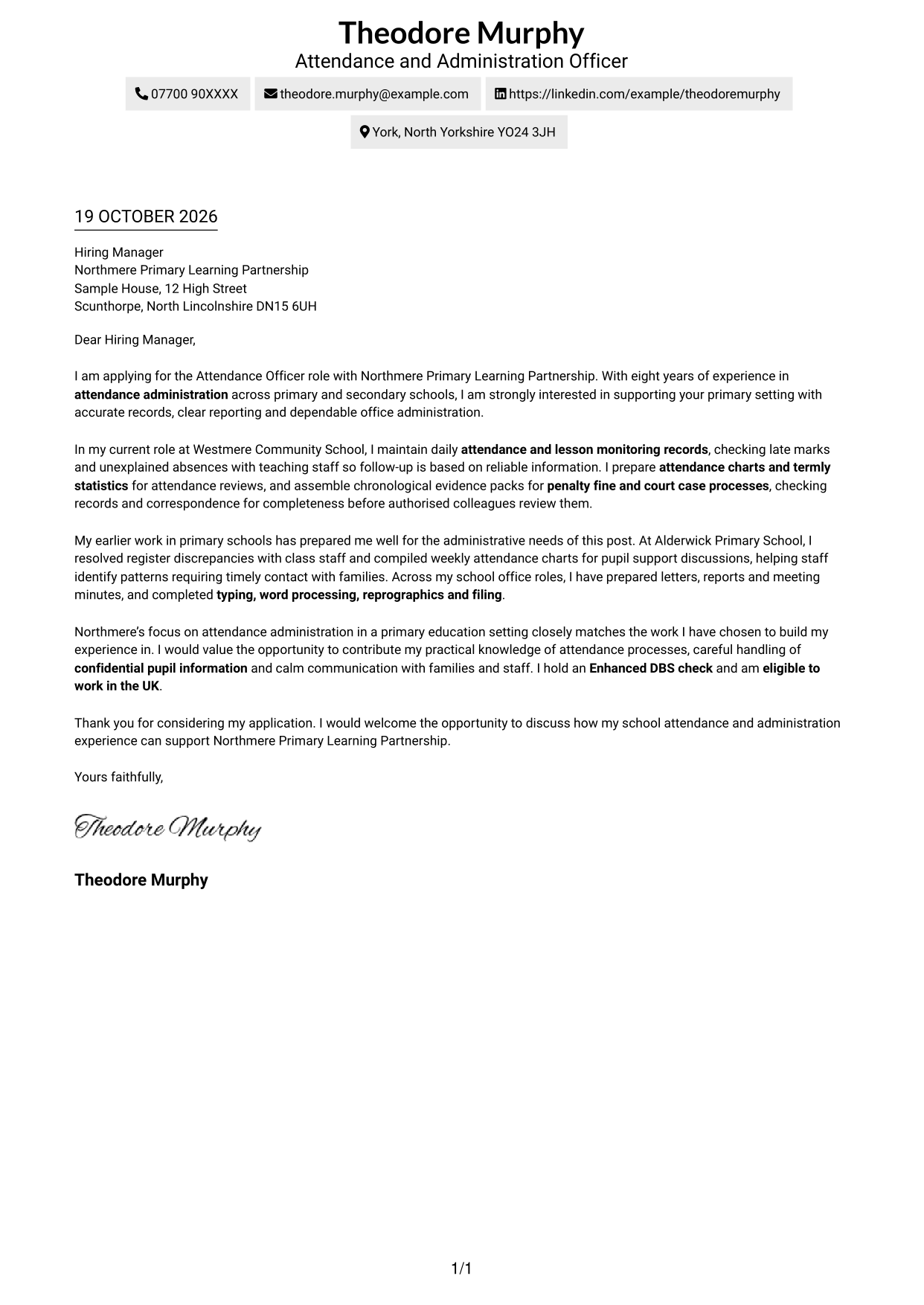 Cover letter example — page 1
