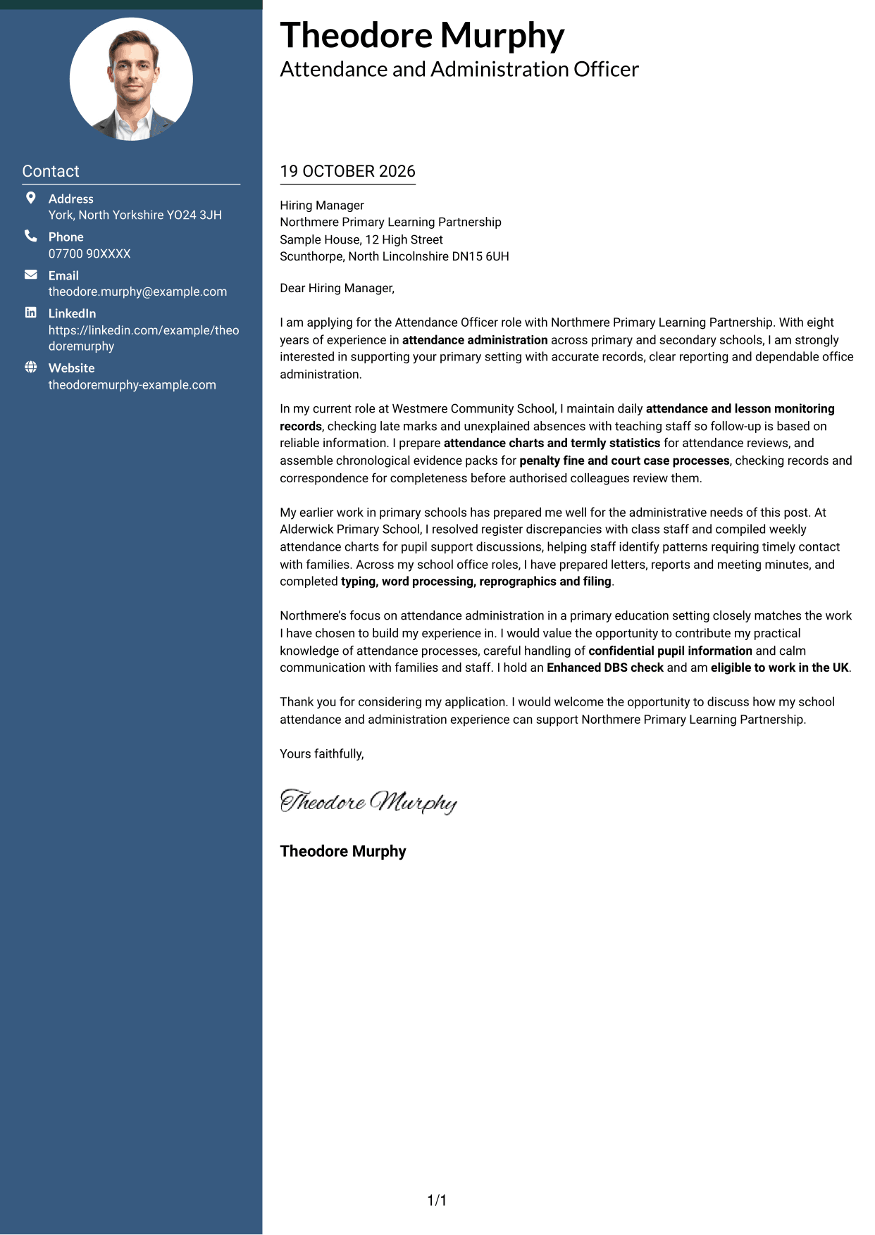 Cover letter example — page 1