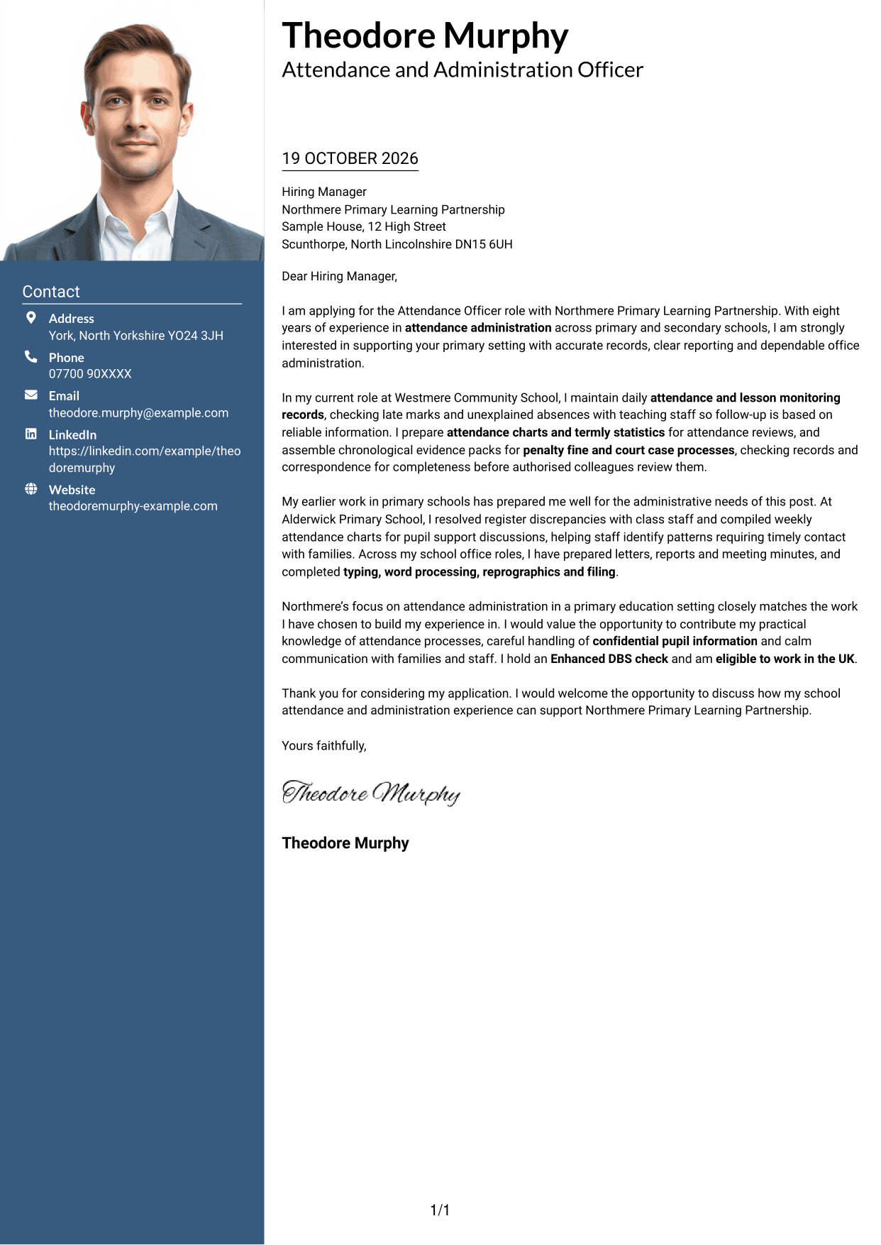 Cover letter example — page 1