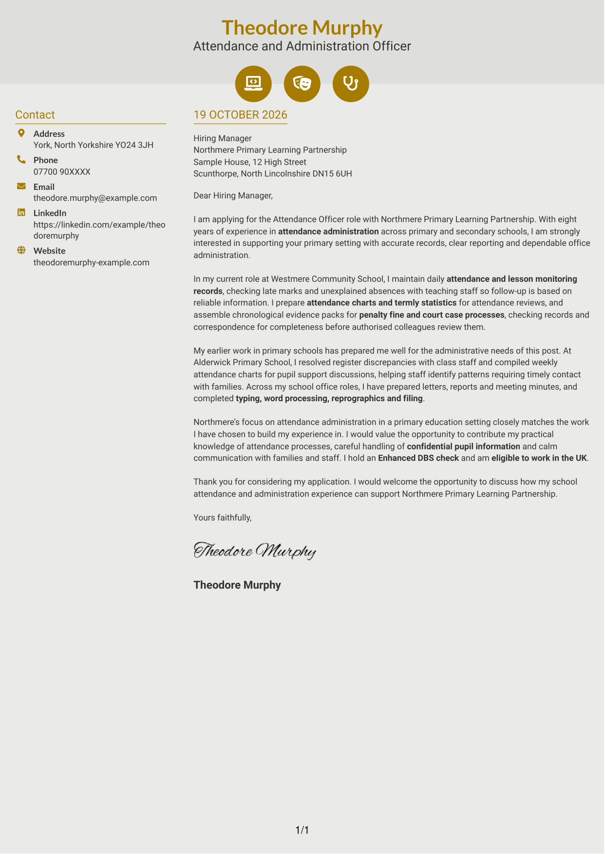 Cover letter example — page 1
