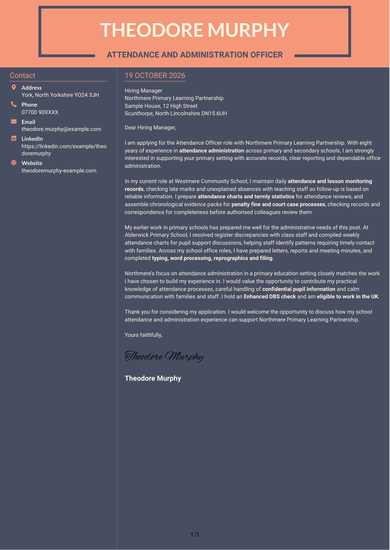 Cover letter example — page 1
