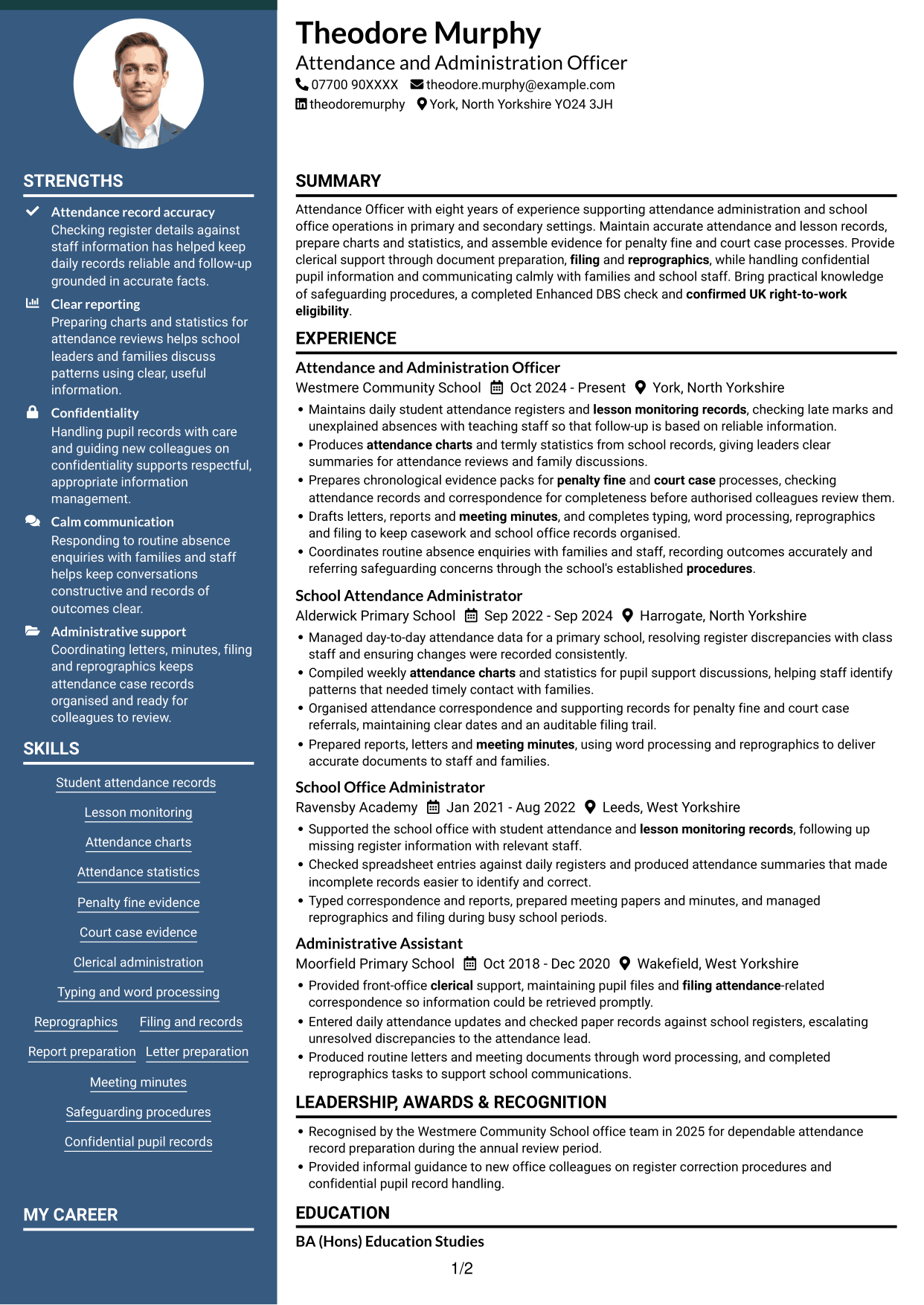 CV example — page 1