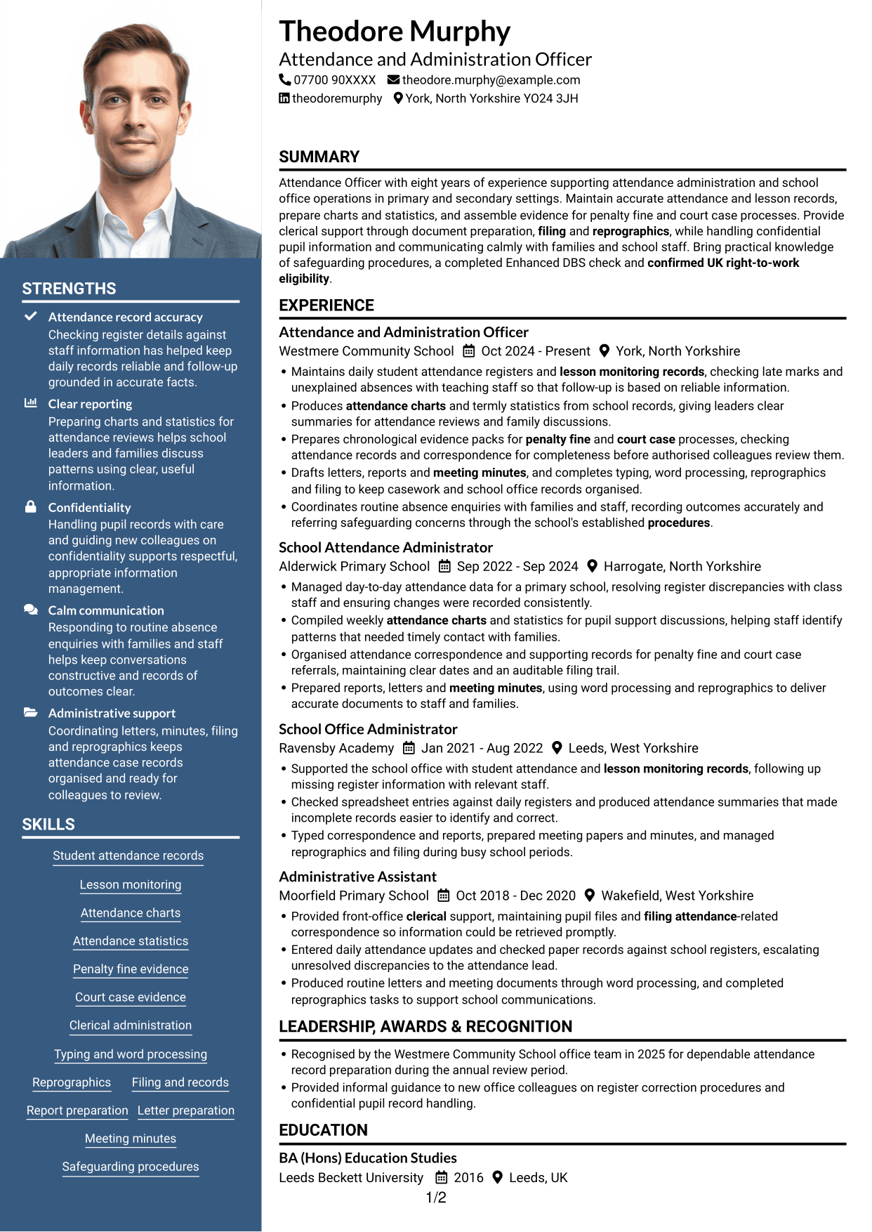 CV example — page 1