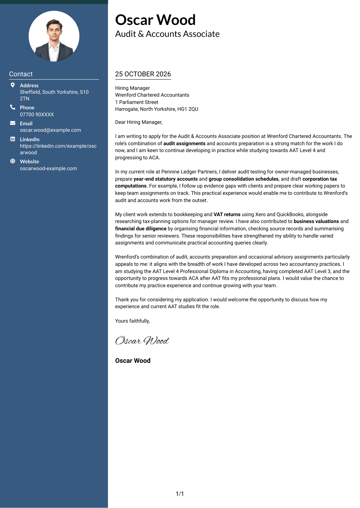Cover letter example — page 1