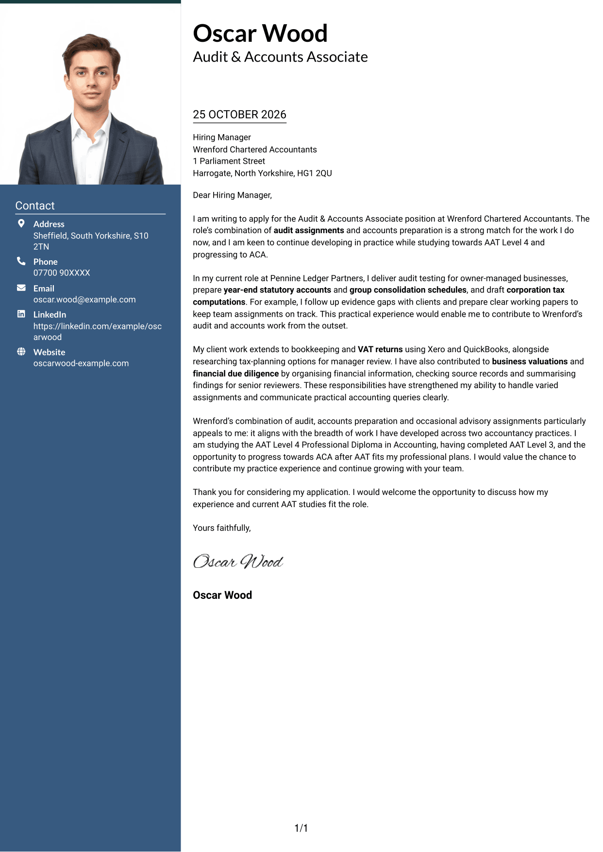 Cover letter example — page 1