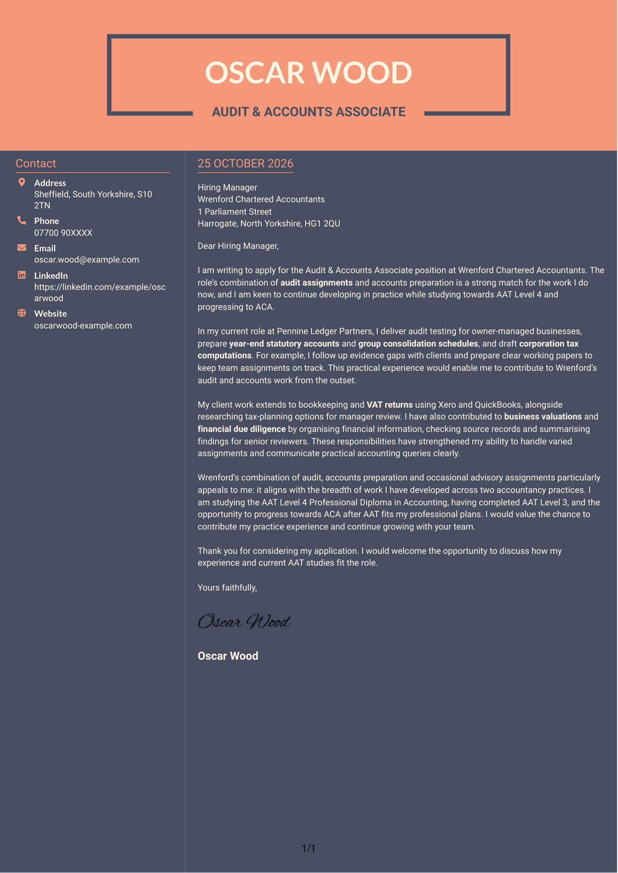 Cover letter example — page 1