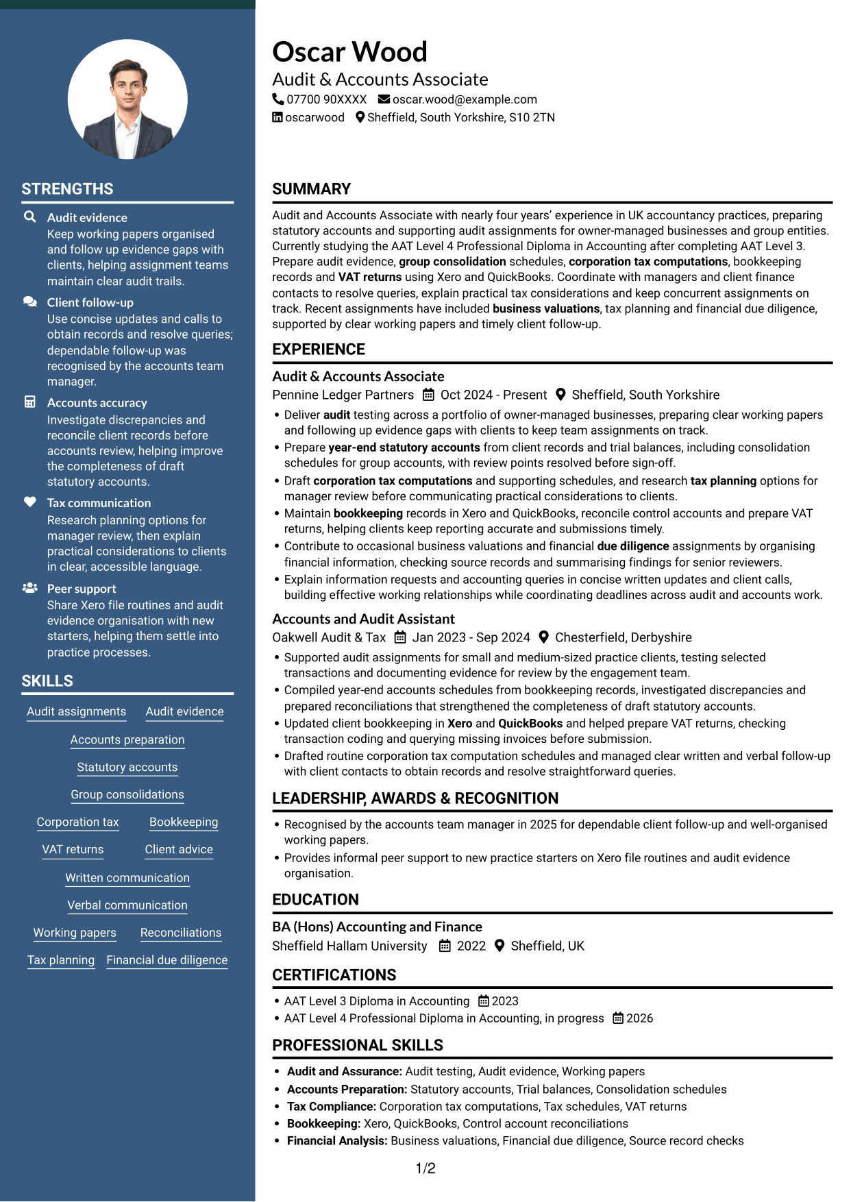 CV example — page 1