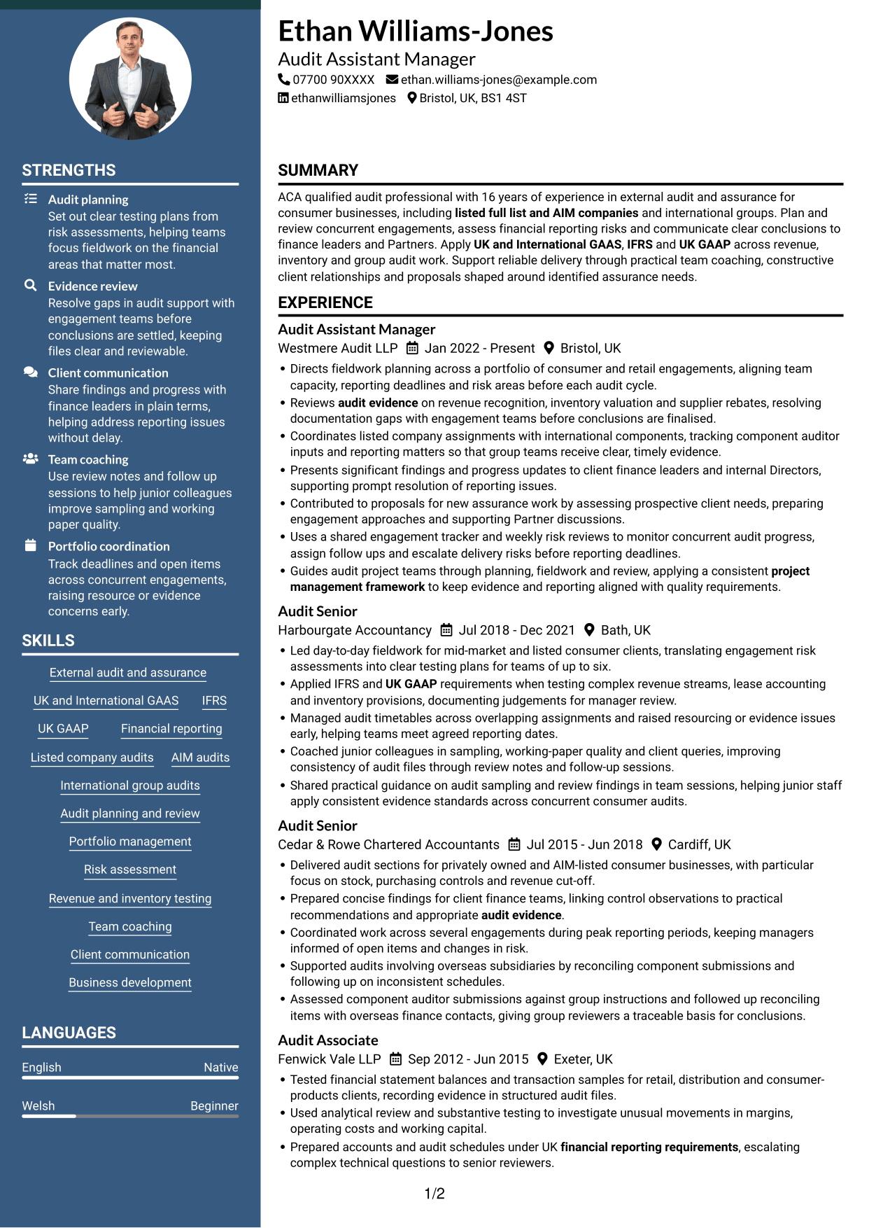 CV example — page 1